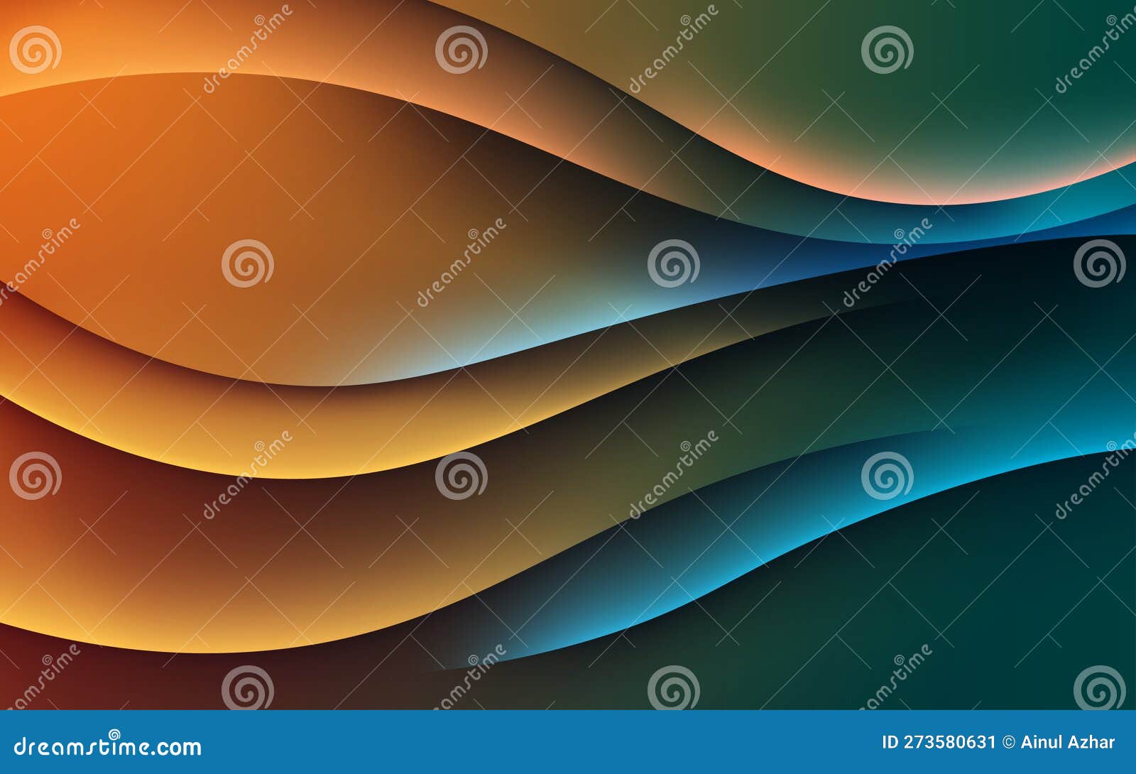 Dynamic Abstract Green Orange Diagonal Shape Light and Shadow Wavy