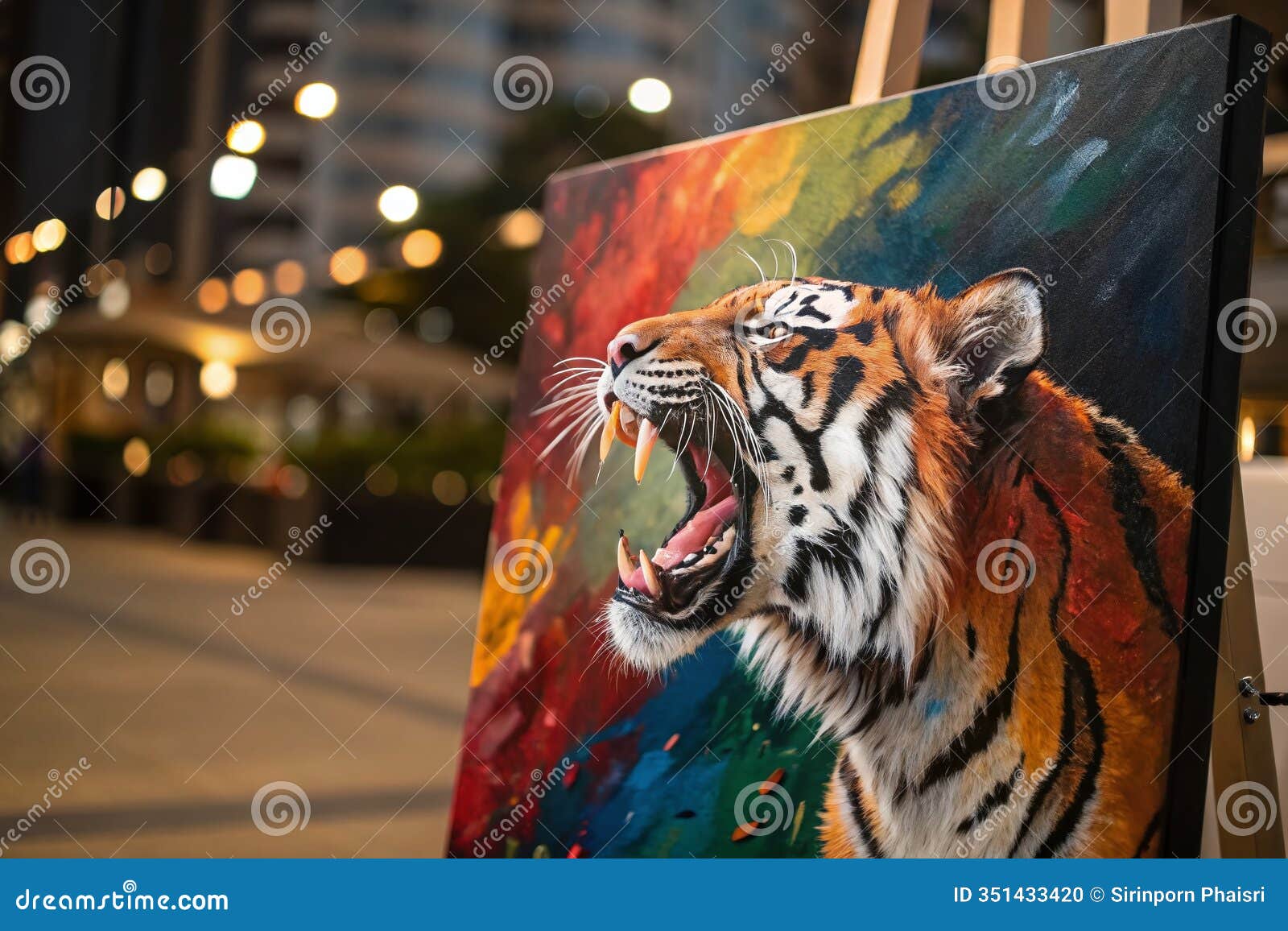 dynamic abstract tiger painting bold brushstrokes and vibrant colors create a captivating bokeh effect experience the