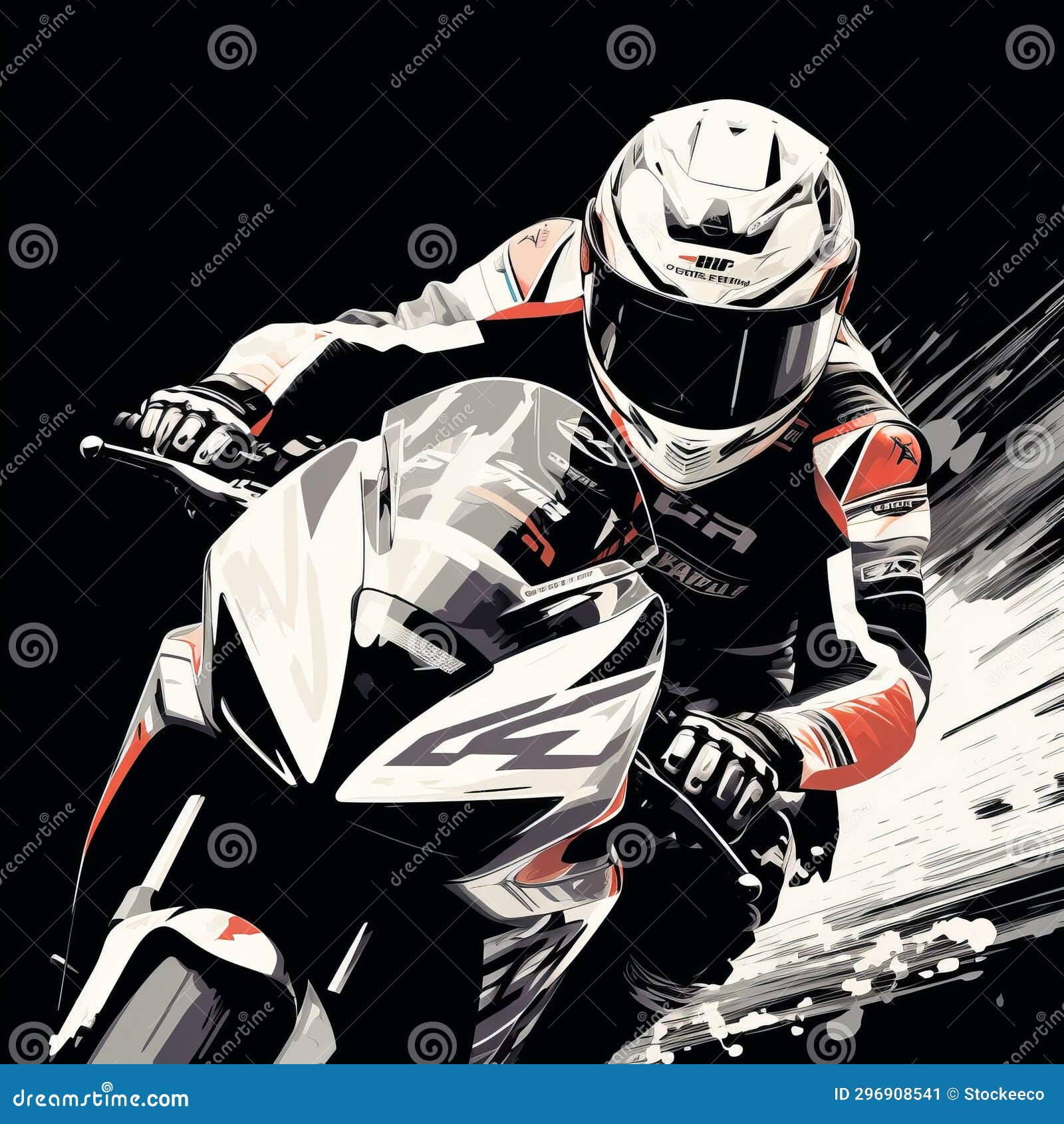 Dynamic Black and White Motorcycle Rider Artwork Stock Illustration ...