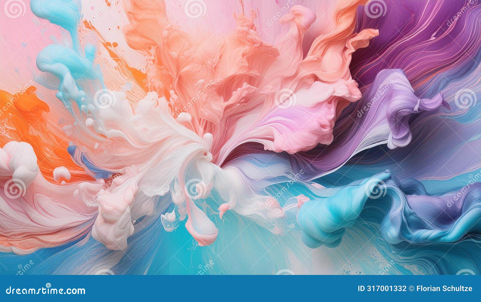 a dynamic burst of pastel colors spills across the canvas, evoking energy