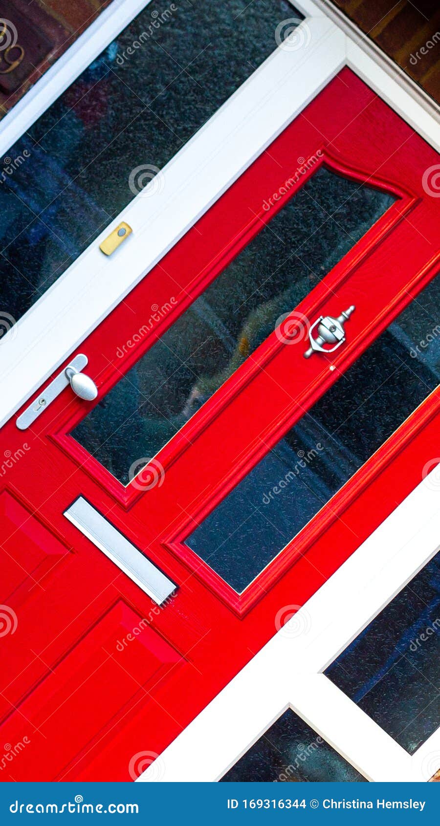 Dynamic Crooked Red Wooden Front Door Stock Photo Image of wood