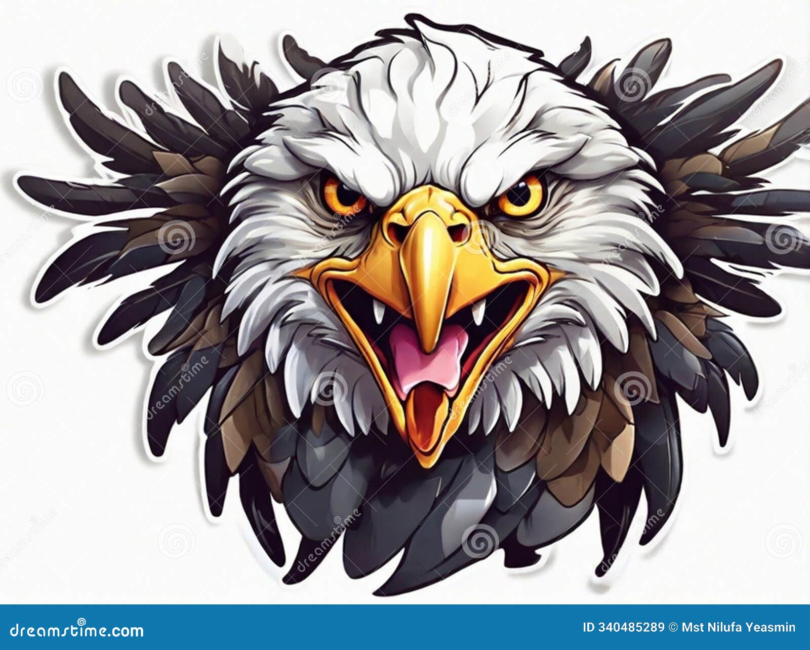 fierce bald eagle with outstretched wings 