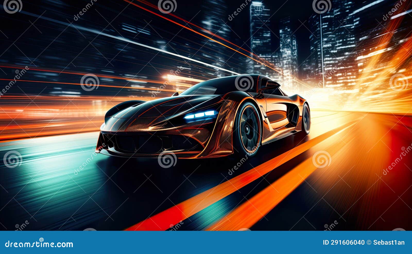 dynamic image captures a sport car in action on a road, showcasing the exhilaration of high-speed motion