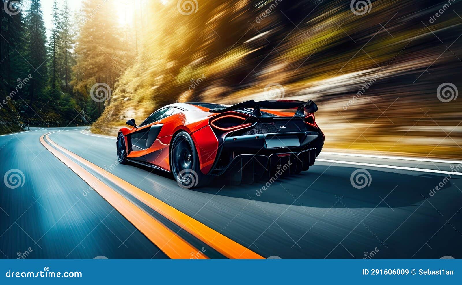 dynamic image captures a sport car in action on a road, showcasing the exhilaration of high-speed motion
