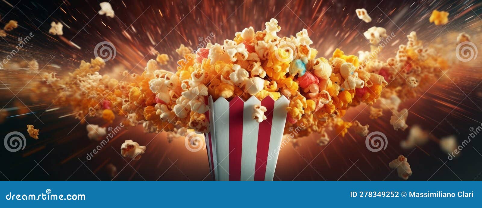 A Dynamic Image of Popcorn Being Tossed into the Air, with Kernels