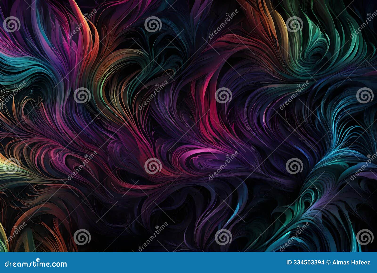 a dynamic mixture of rgb colors spiraling and intertwining over a dark background. abstract art featuring vibrant hues and