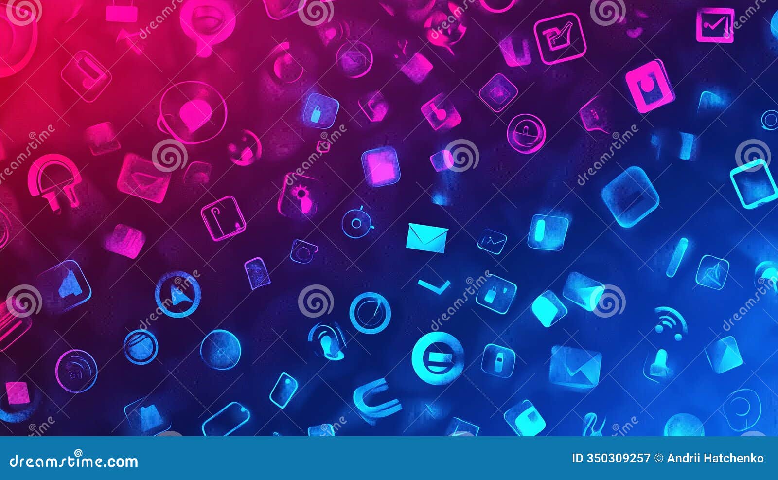 dynamic pattern of communication icons and s with modern gradient effects