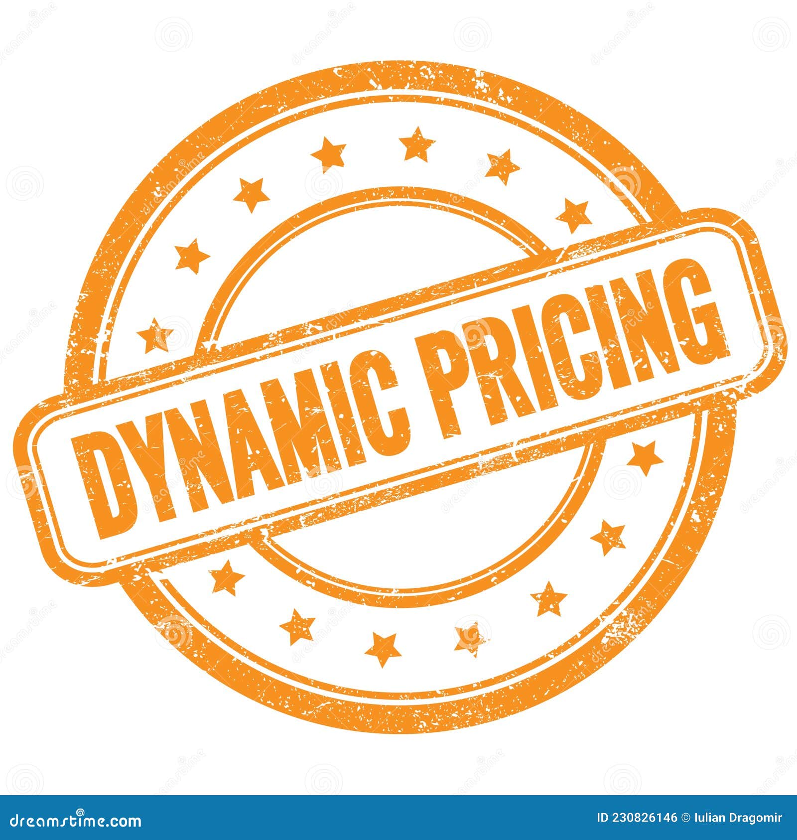 DYNAMIC PRICING Text on Orange Grungy Round Rubber Stamp Stock Illustration Illustration of