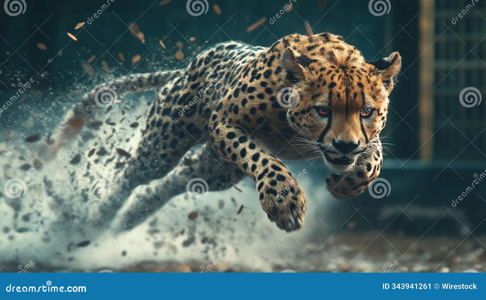 dynamic shot of a cheetah sprinting at full speed