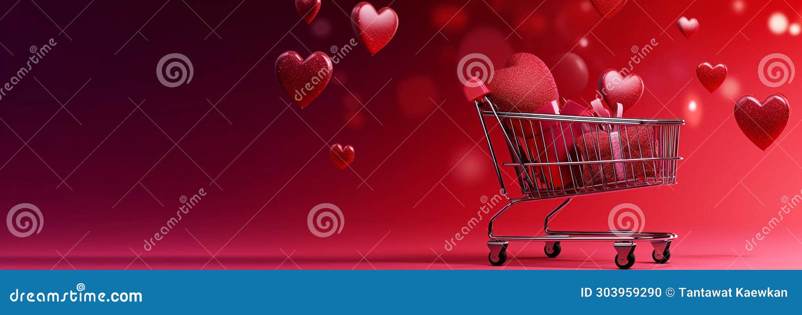 dynamic valentine's day e-commerce banner showcasing a user-friendly interface with heart icons