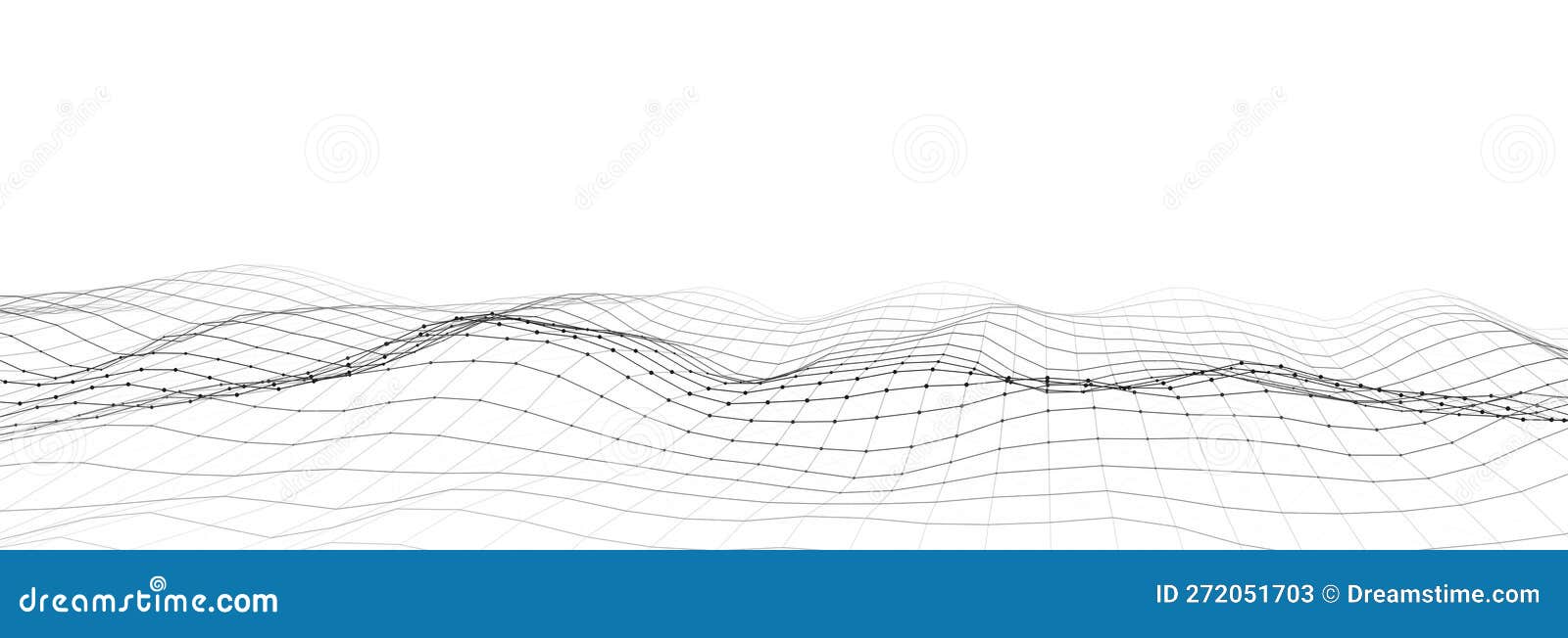 Dynamic Wave with Connected Dots and Lines on a White Background