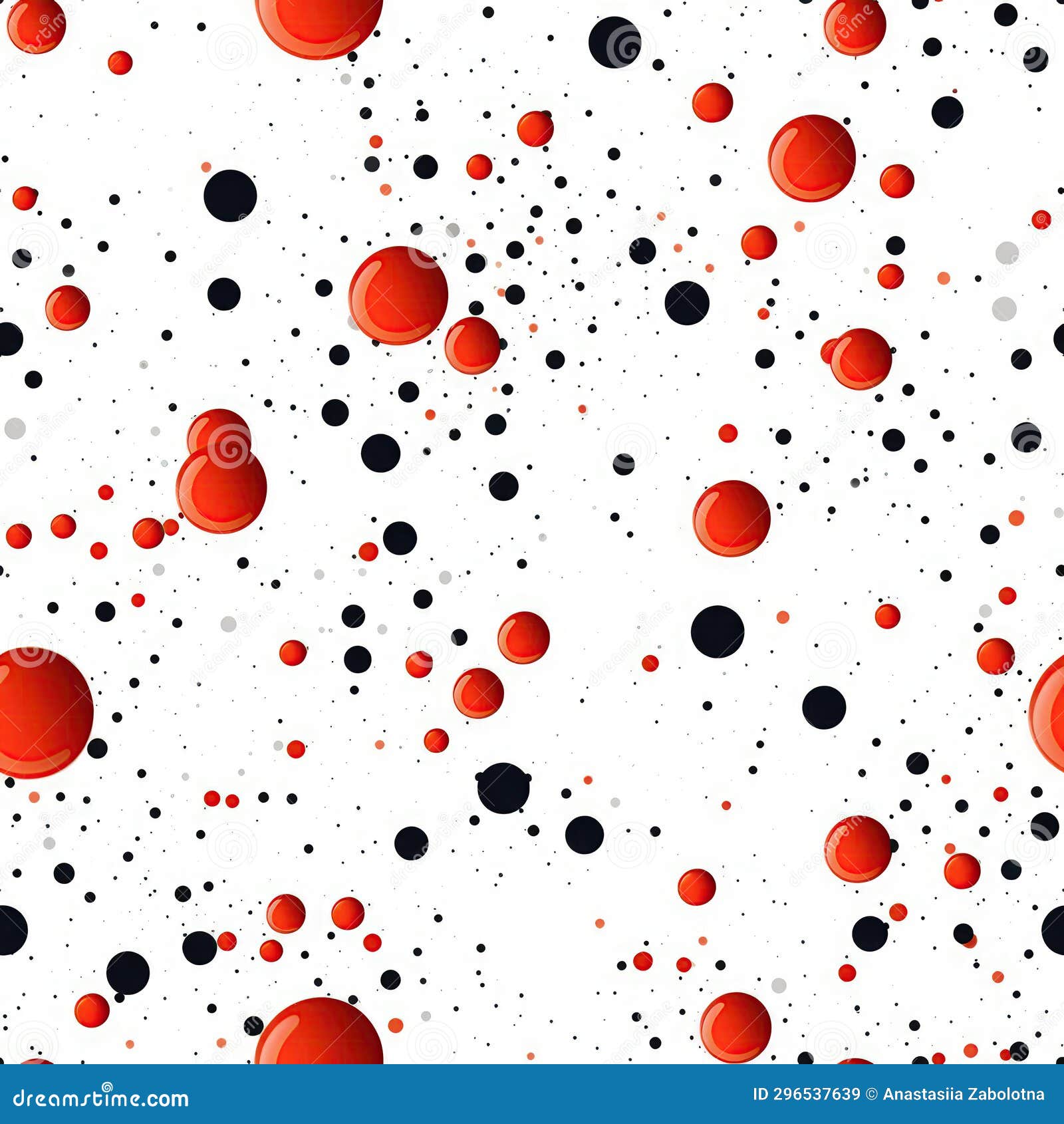 Dynamic Wave Elements of Red Dots on White Background. Seamless Background. Generative AI Stock