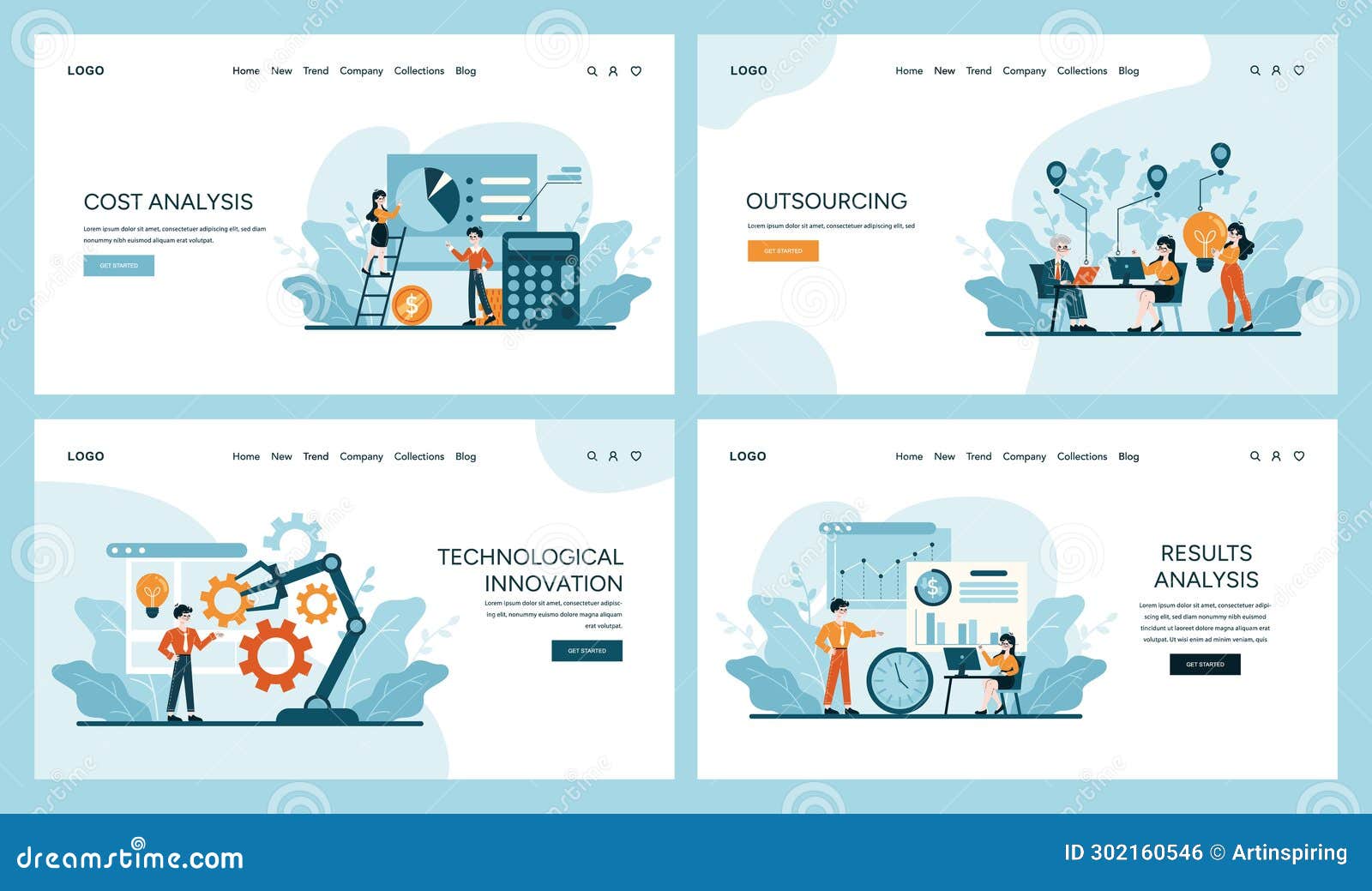dynamic web banner set illustrating key aspects of cost optimization
