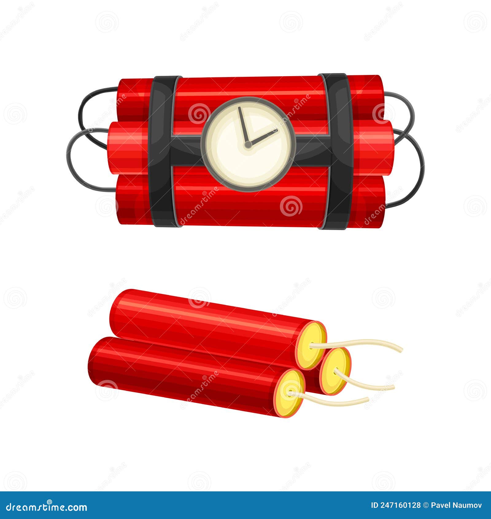 Dynamite Red Stick and Timer As Explosive Material with Blasting 