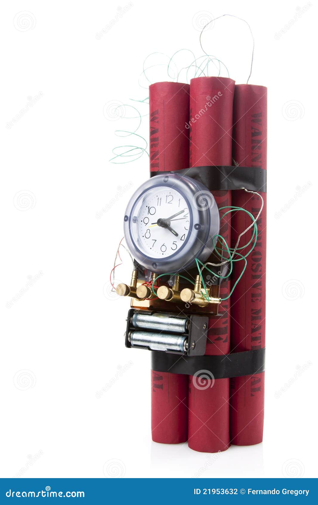 Dynamite Time Bomb on a White Background Stock Photo - Image of