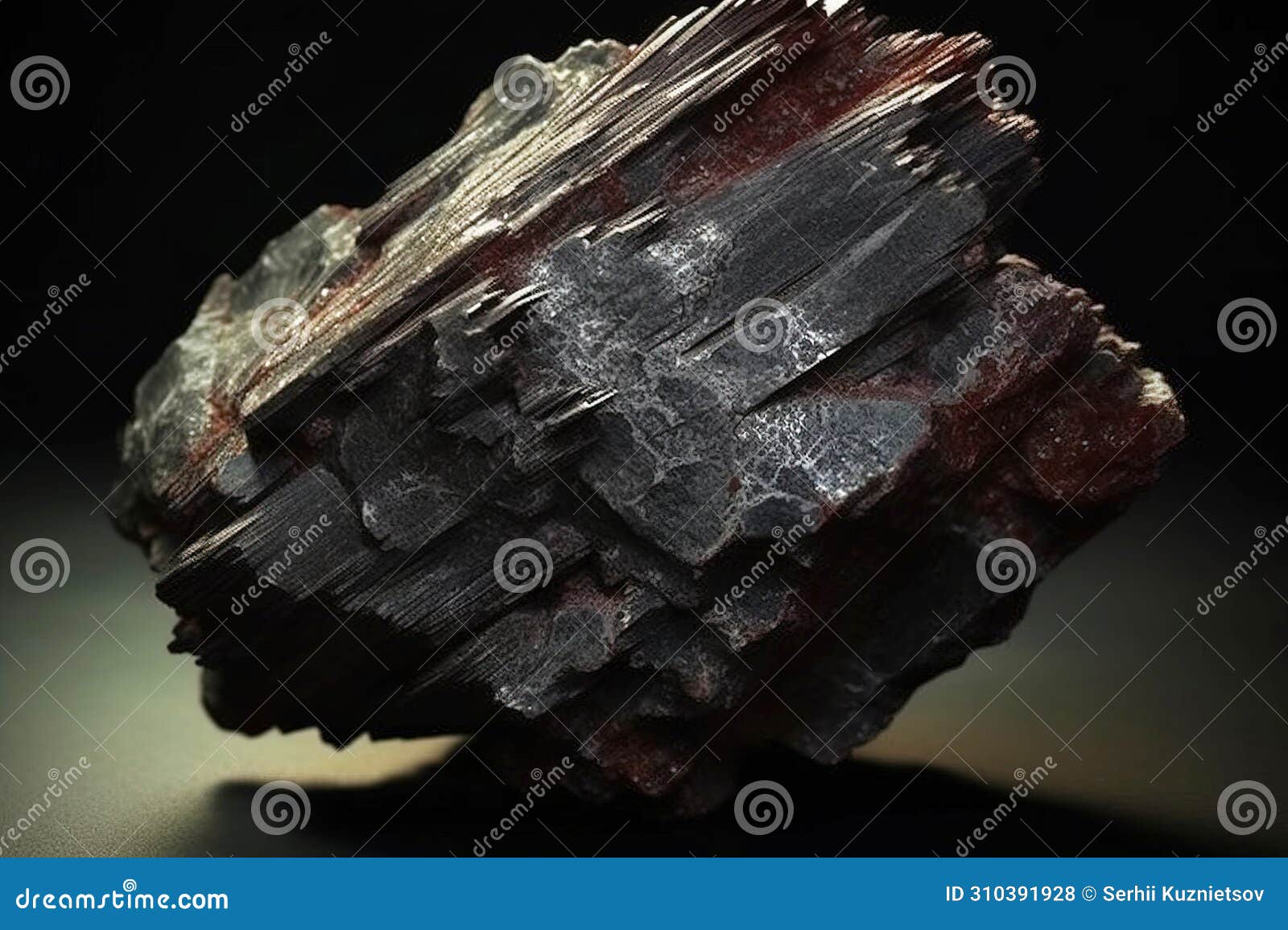 dyscrasite is a rare precious natural stone on a black background. ai generated. header banner mockup with space.