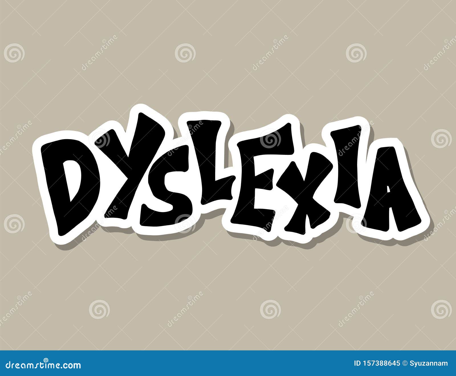 dyslexia stylized text.  word with decor