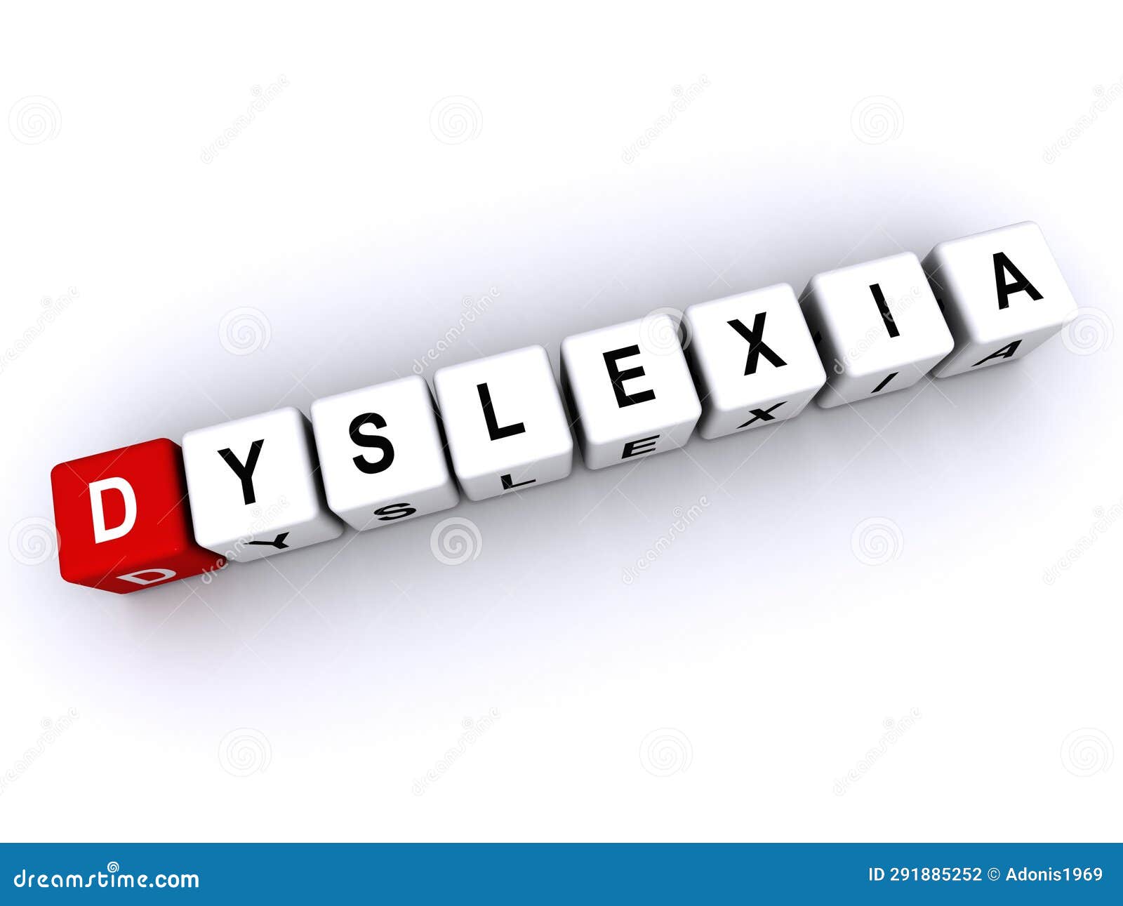 dyslexia word block on white