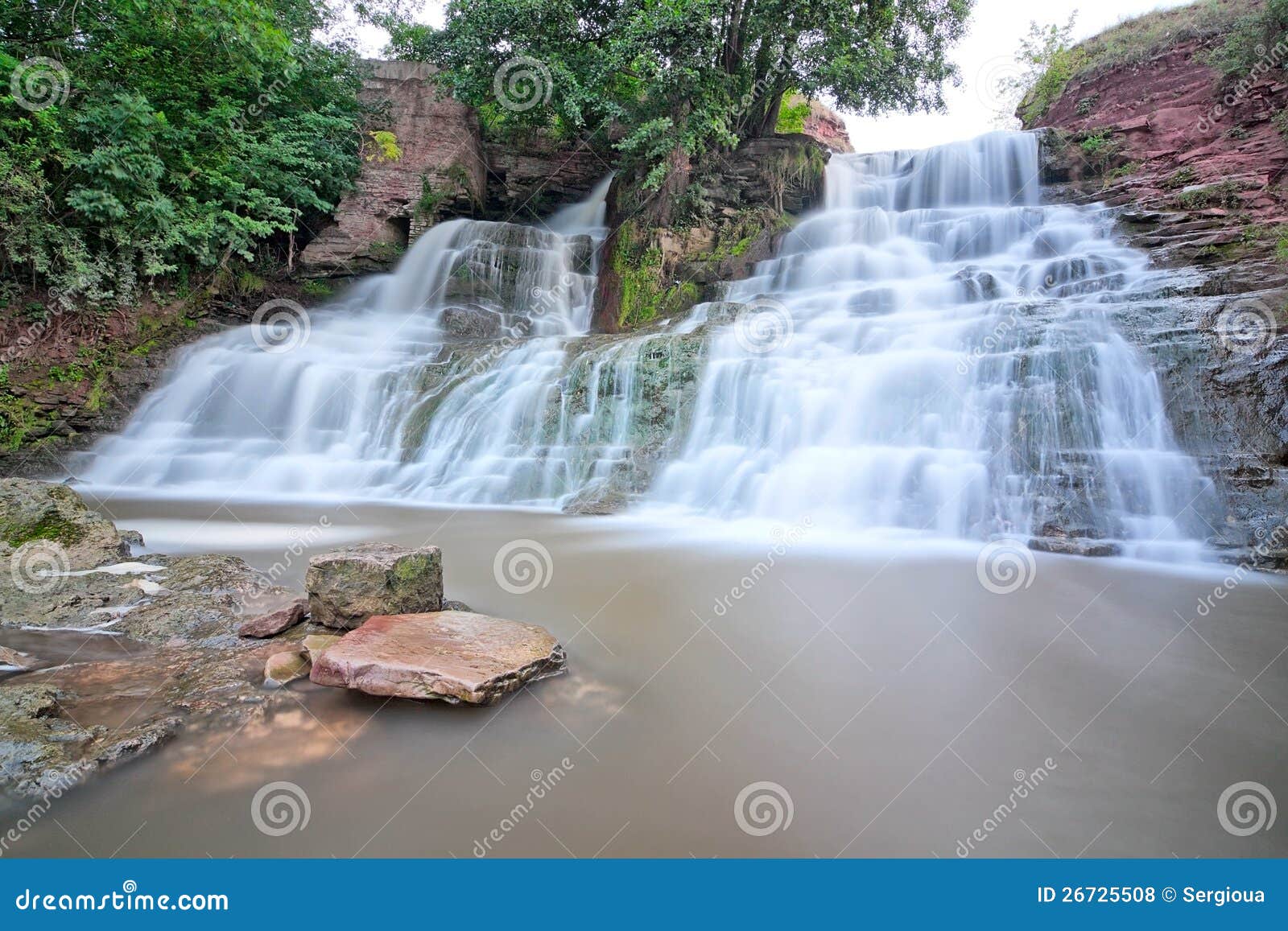 Dzhurinsky Waterfall Village Nyrkov. Stock Photo Image of forest