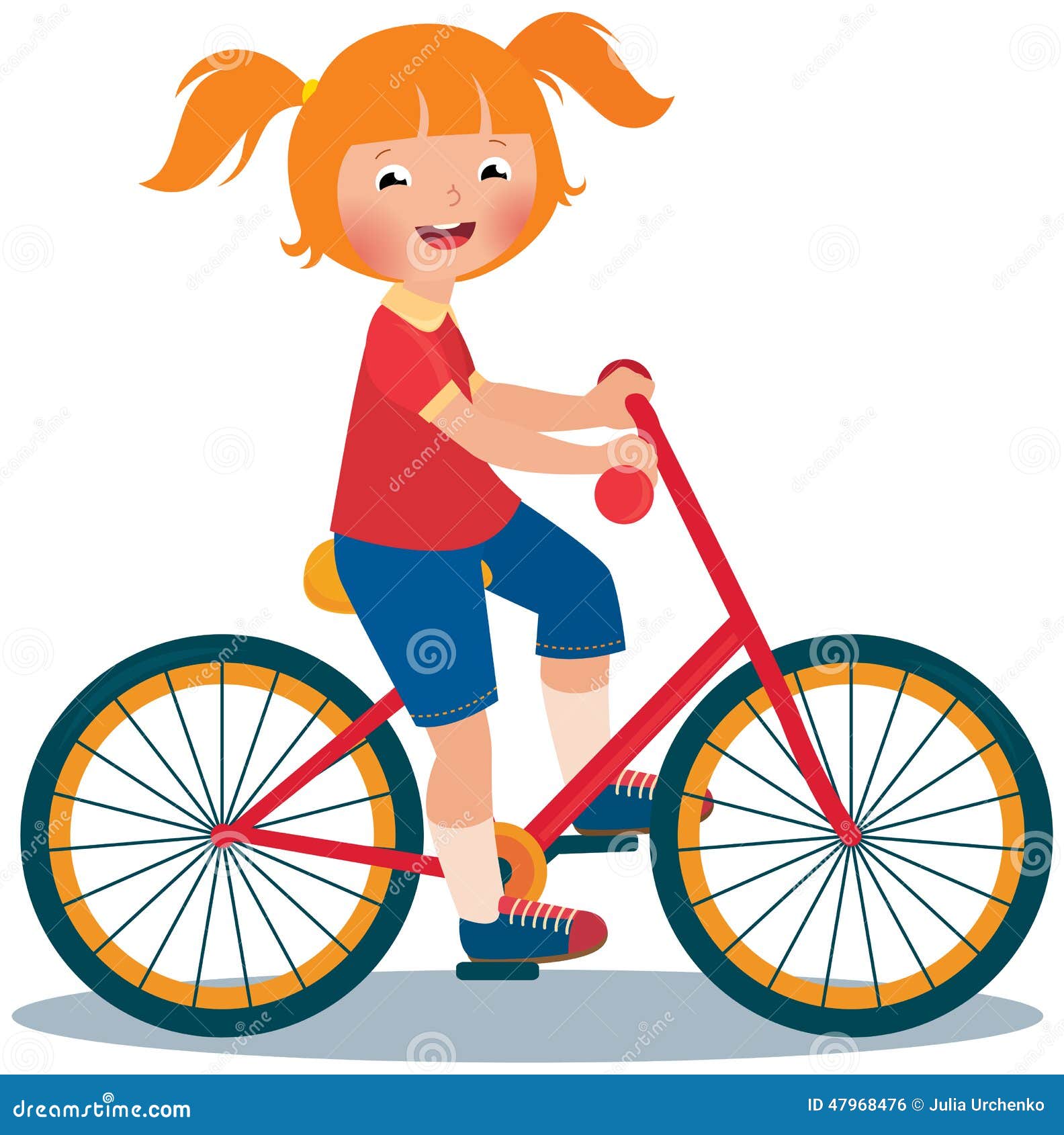 Dziecko Dziewczyna Jedzie Rower Ilustracja Wektor Ilustracja złożonej