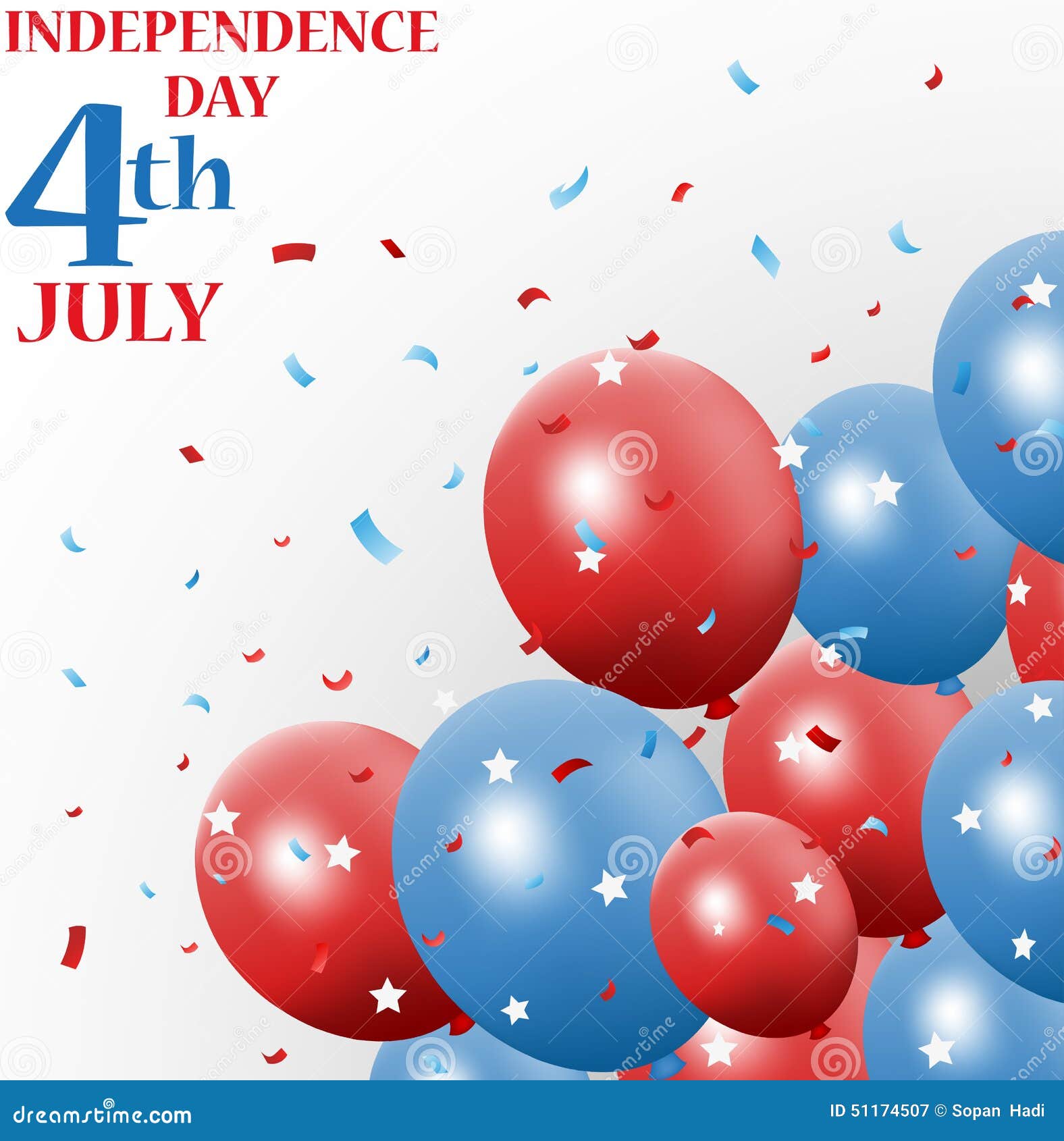 Ilustracja dzień niepodległości 4th Lipiec z balonem