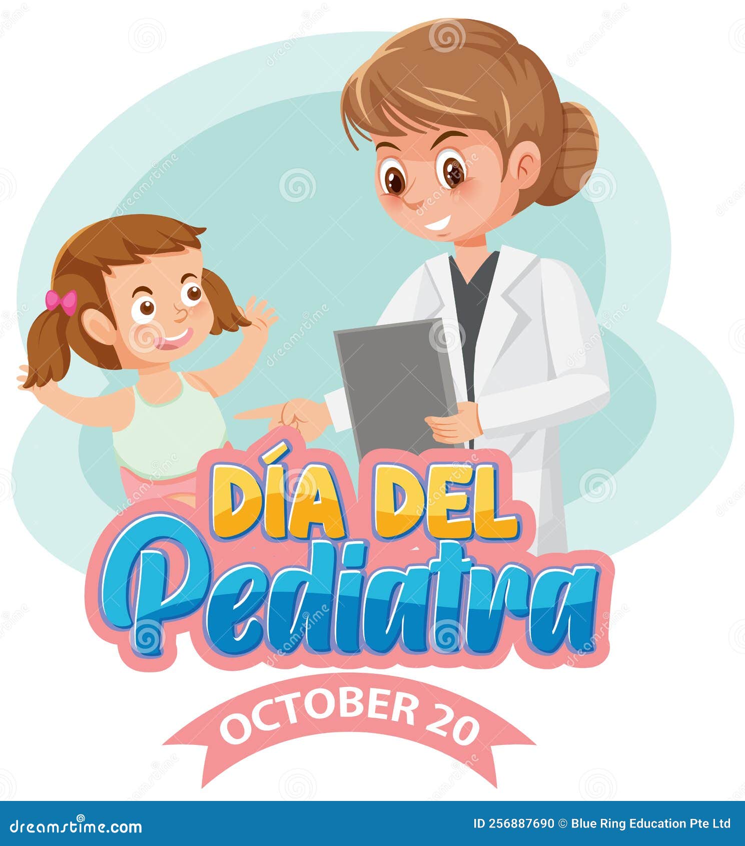 dÃÂ­a del pediatra text with cartoon character