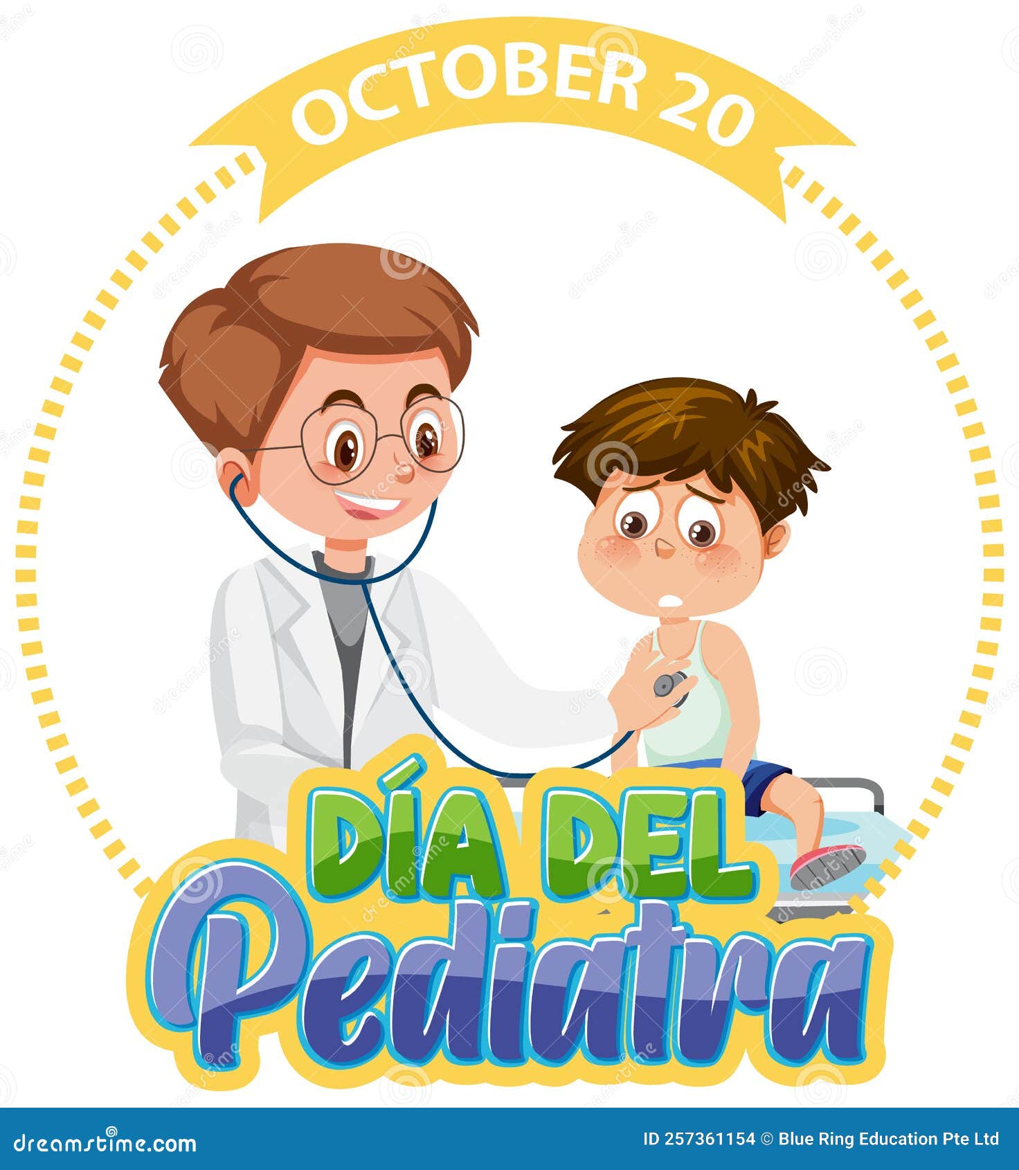 dÃÂ­a del pediatra text with cartoon character