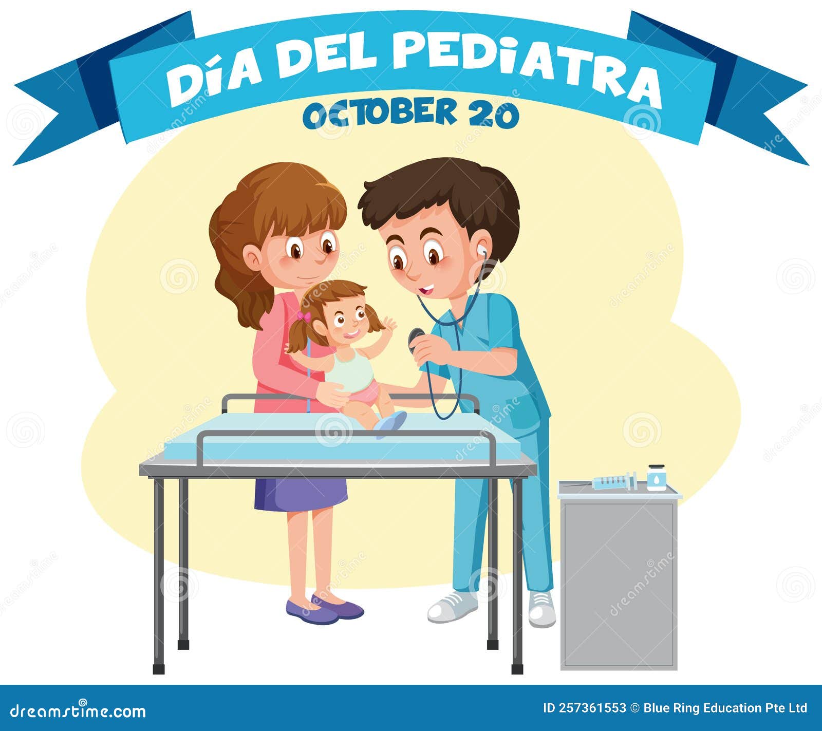 dÃÂ­a del pediatra text with cartoon character