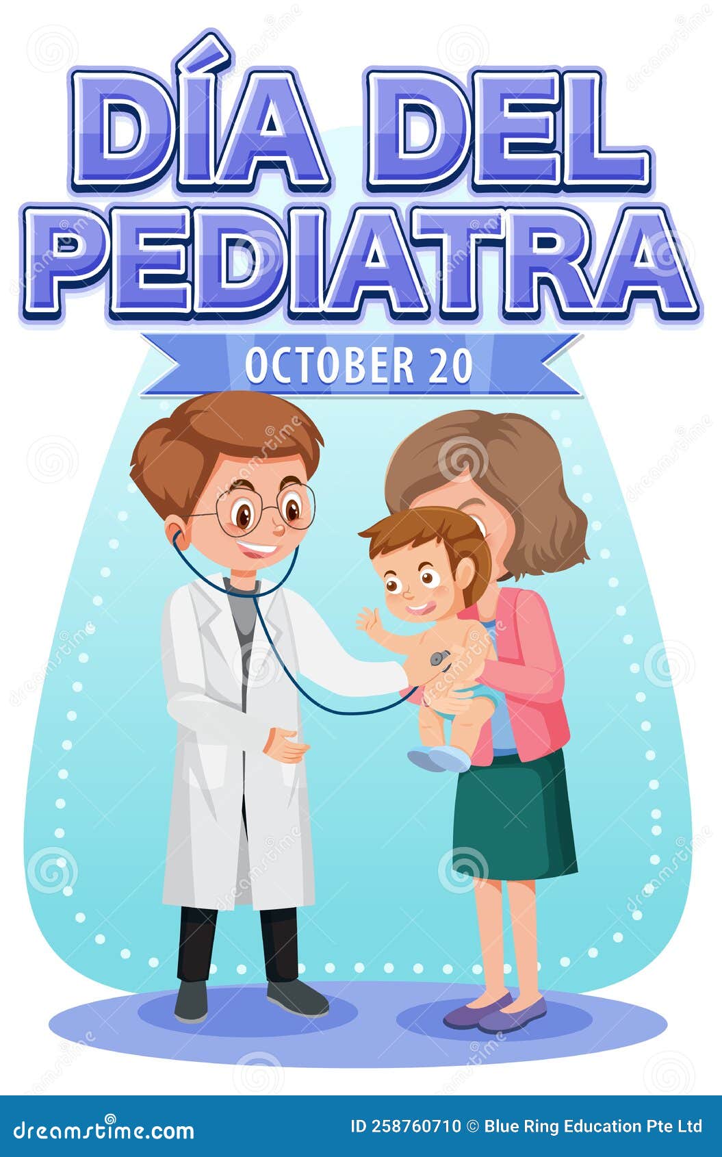 dÃÂ­a del pediatra text with cartoon character