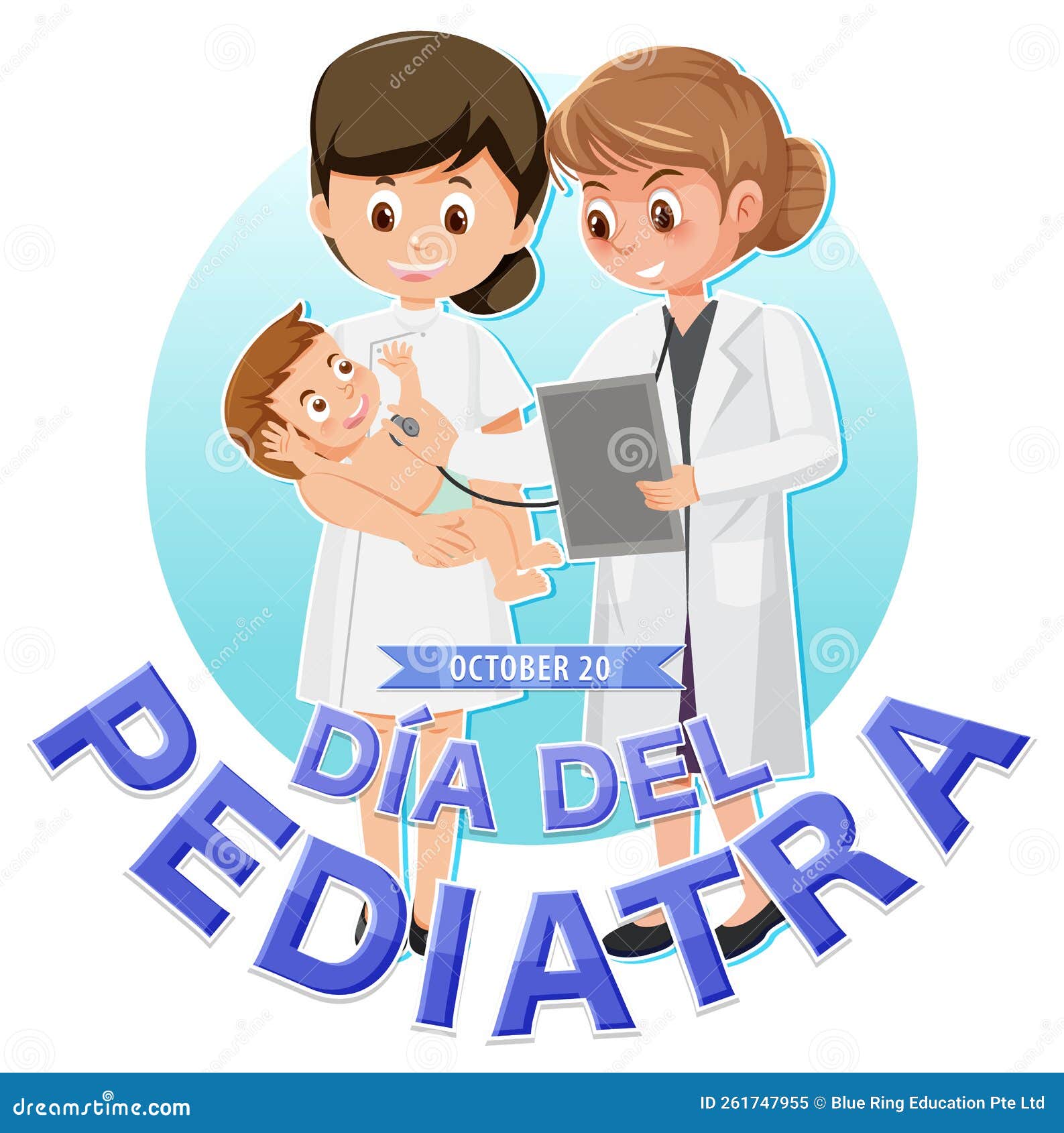 dÃÂ­a del pediatra text with cartoon character