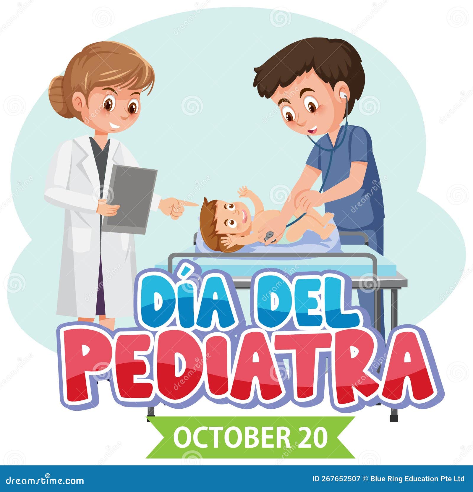 dÃ Â­a del pediatra text with cartoon character