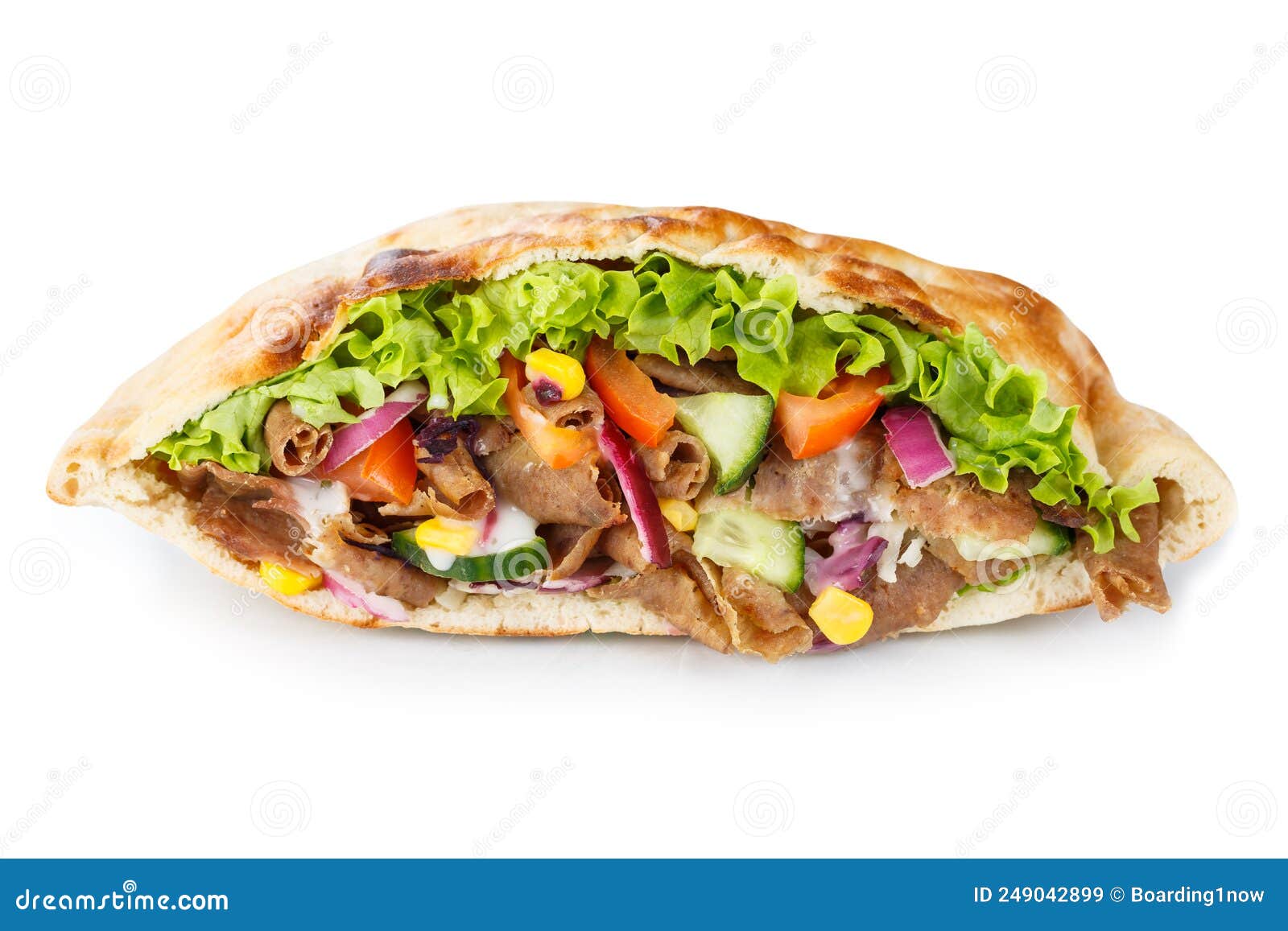 dÃÂ¶ner kebab doner kebap fast food in flatbread  on a white background
