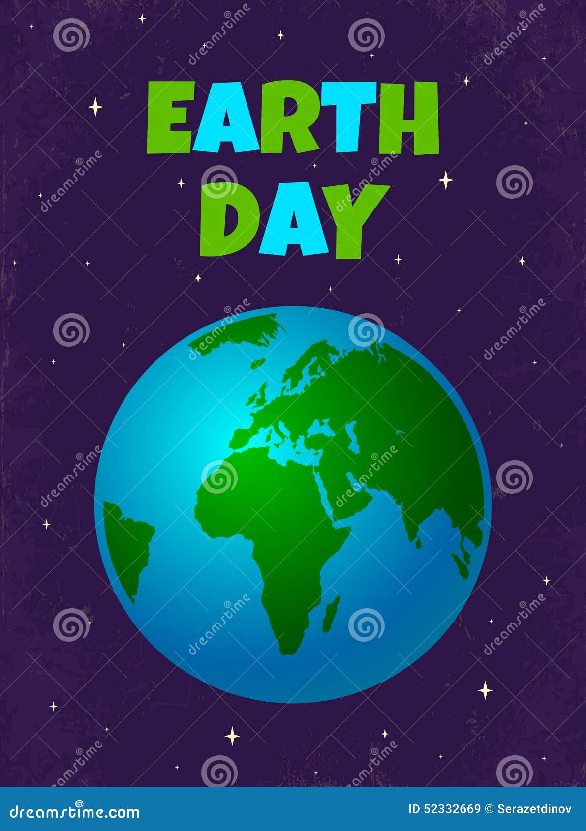 Día de tierra. Cartel retro para el Día de la Tierra