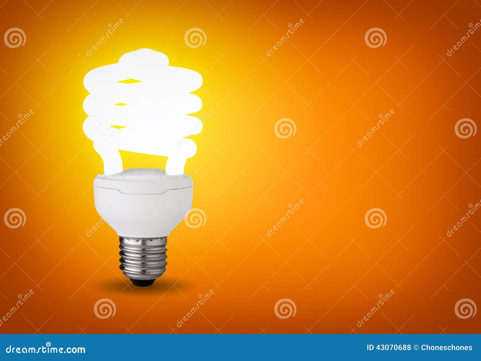 3d电灯泡能源虚构图象徽标救星端写. 与发光的节能器电灯泡的想法概念