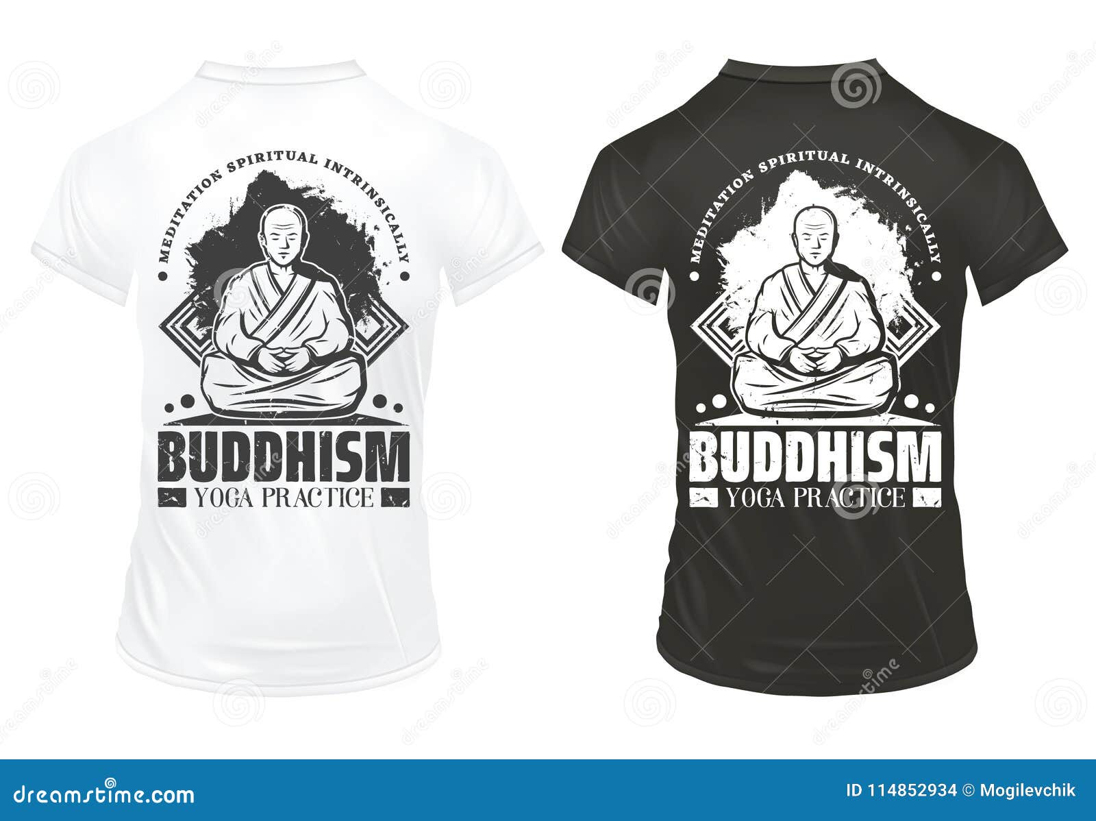 Vintage Buddhism Prints on Shirts Template Vector Illustratie ...