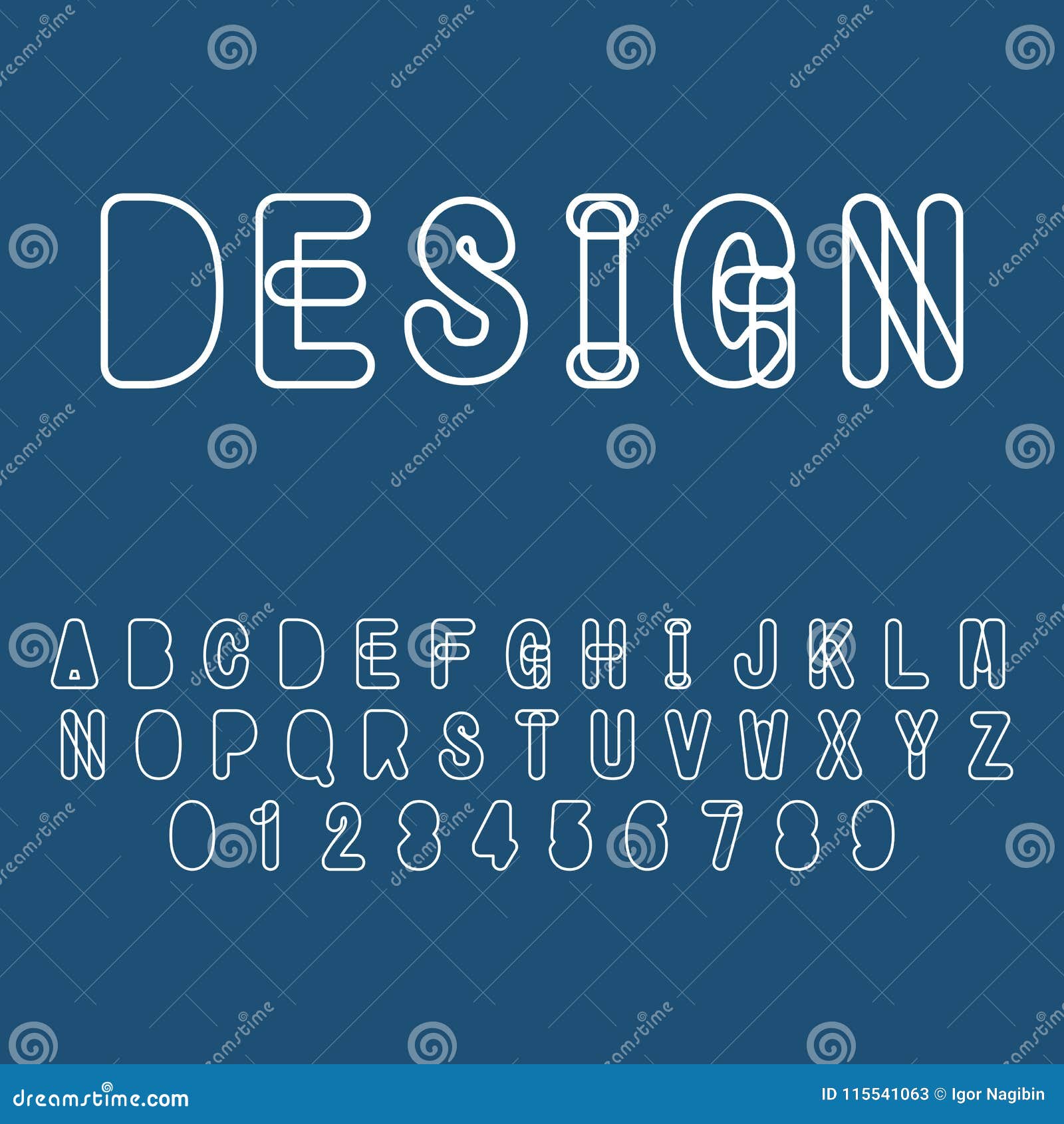 Modern Abstract Typographic Font and Alphabet. Иллюстрация штока