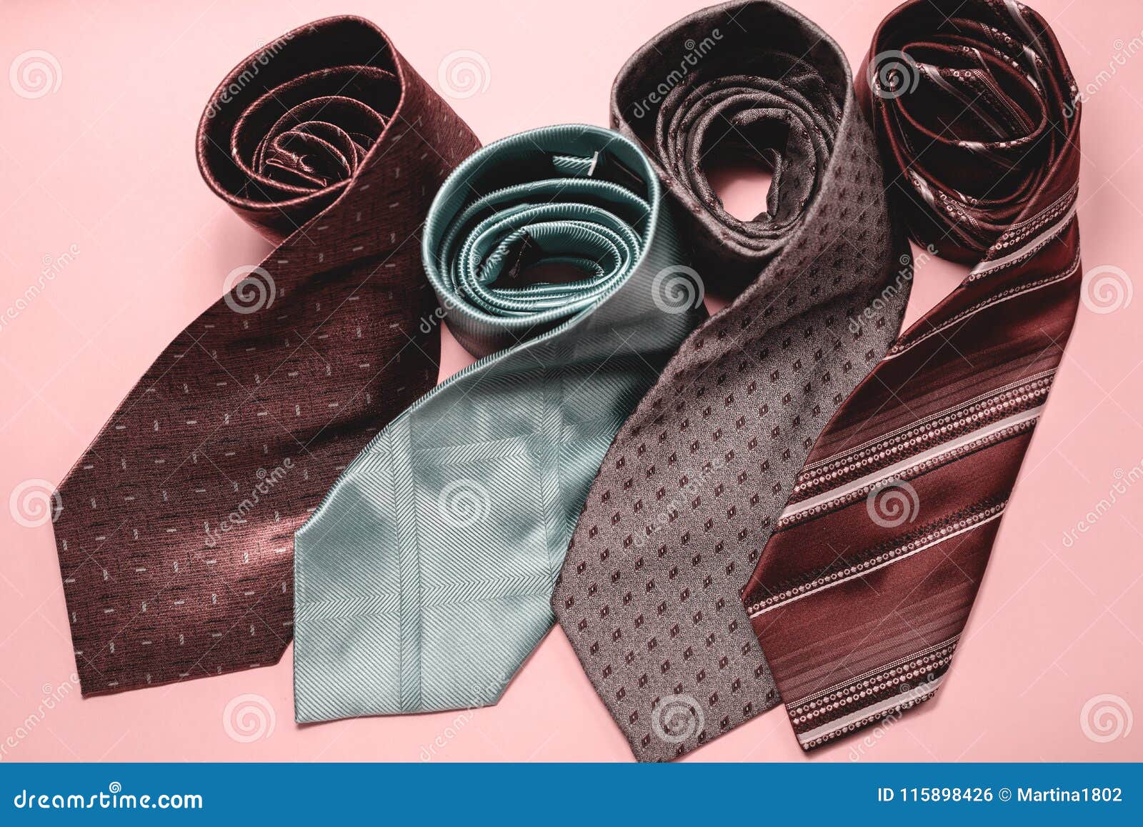 Several Beautiful Men`s Ties in Different Colors Stock Foto - Image of ...