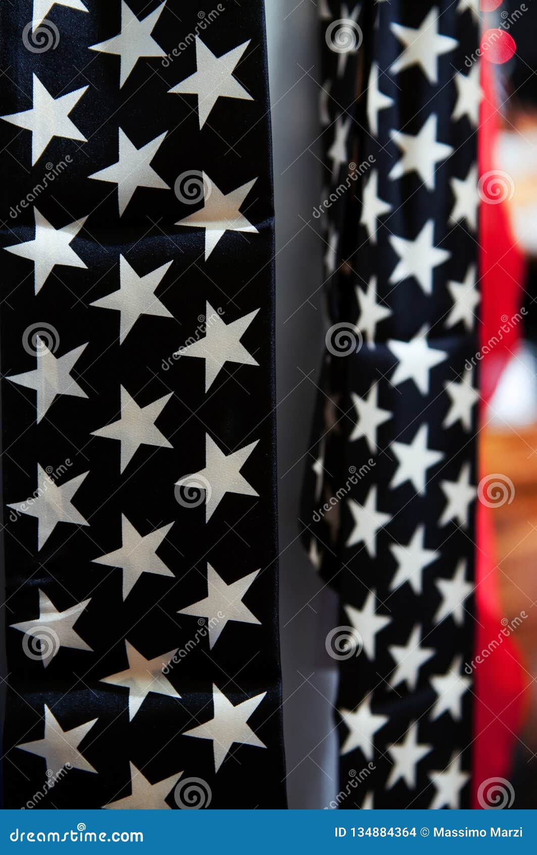 Stars and stripes, the colors of the American flag. Blue, white stars, is the American flag powerful symbol of an important story