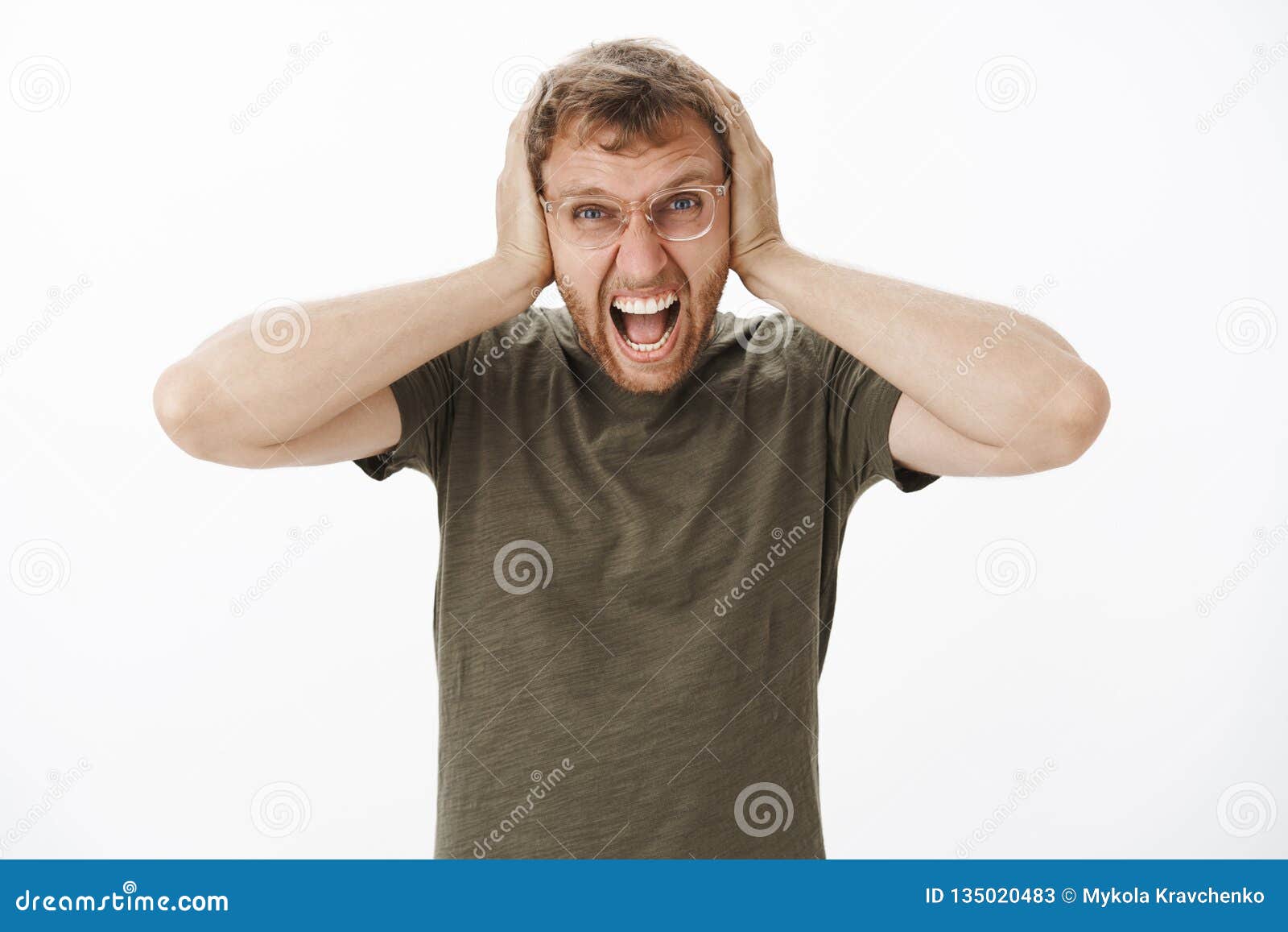 Guy Lose Temper Being with Loud Noises at Night Yelling Out Loud with Angry Outrage Expression