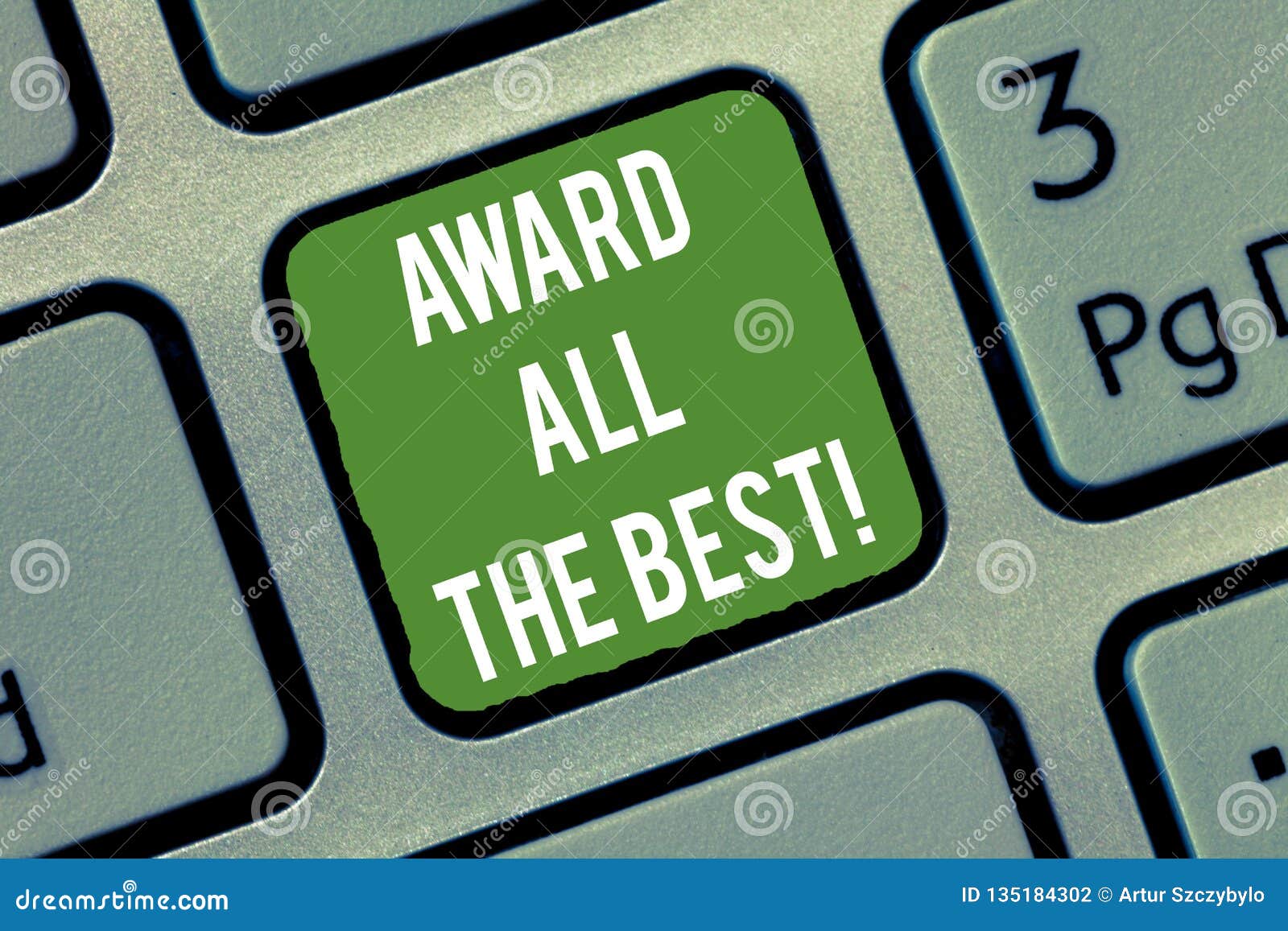 Word writing text Award All The Best. Business concept for Recognize good hard work reward best talented showing Keyboard key Intention to create computer message, pressing keypad idea