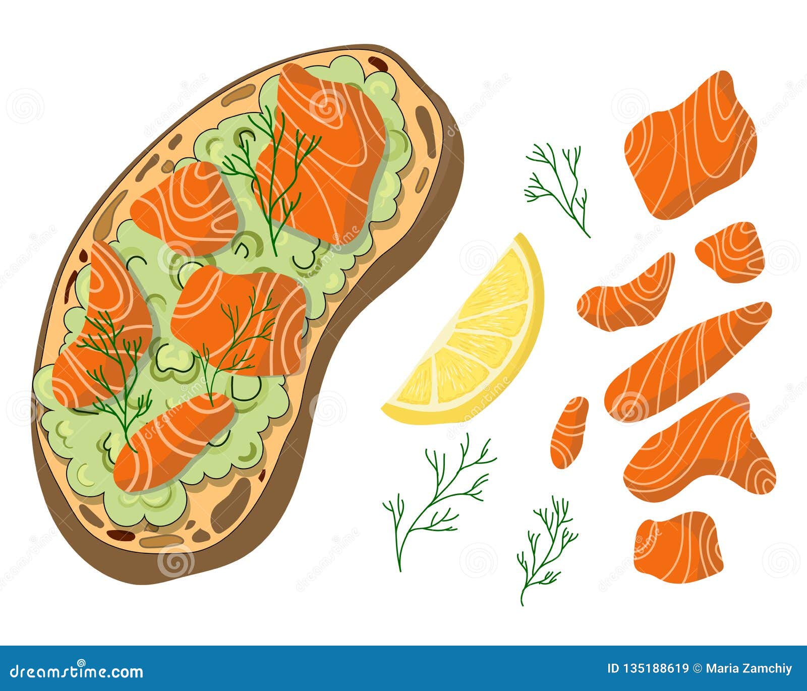 Avocado Toast Vector vektor abbildung. Illustration von toast - 135188619