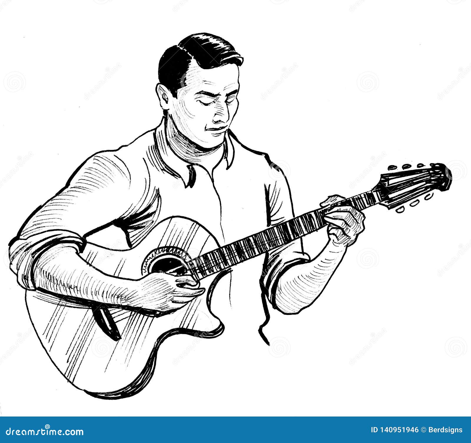 连续线绘制 弹吉他 简单矢量图 男子弹吉他概念手绘草图 向量例证 - 插画 包括有 向量, 图画: 164004945