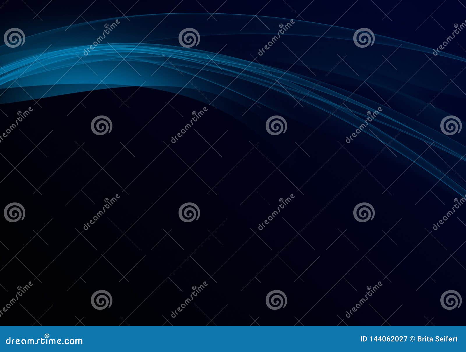 Elegant abstract dark background design with blue curves and space for your text.