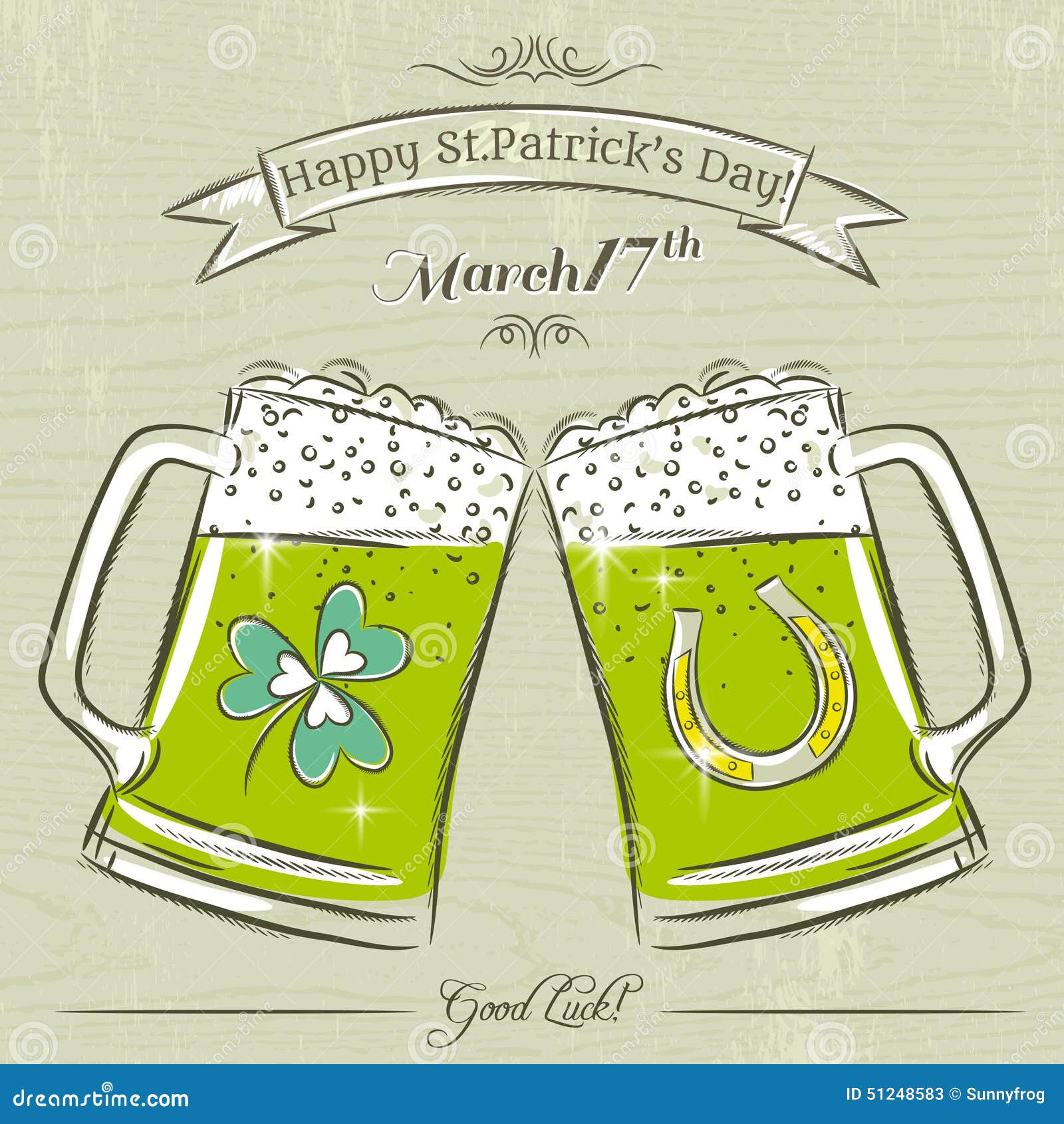 Card for St. Patrick s Day with beer mug, vector