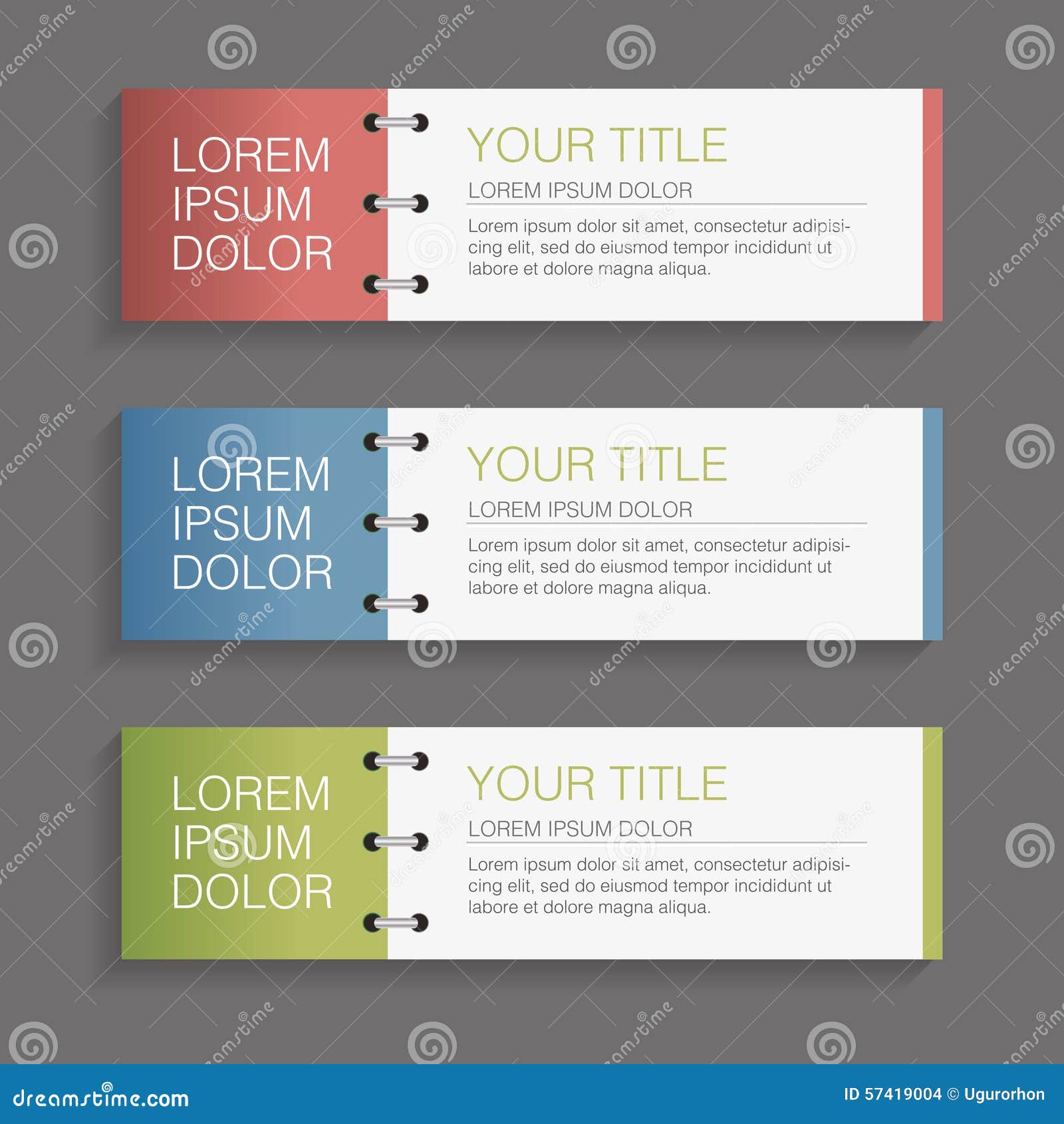 Web Banners with flat design. Flat design web banners with space for header, title and description text