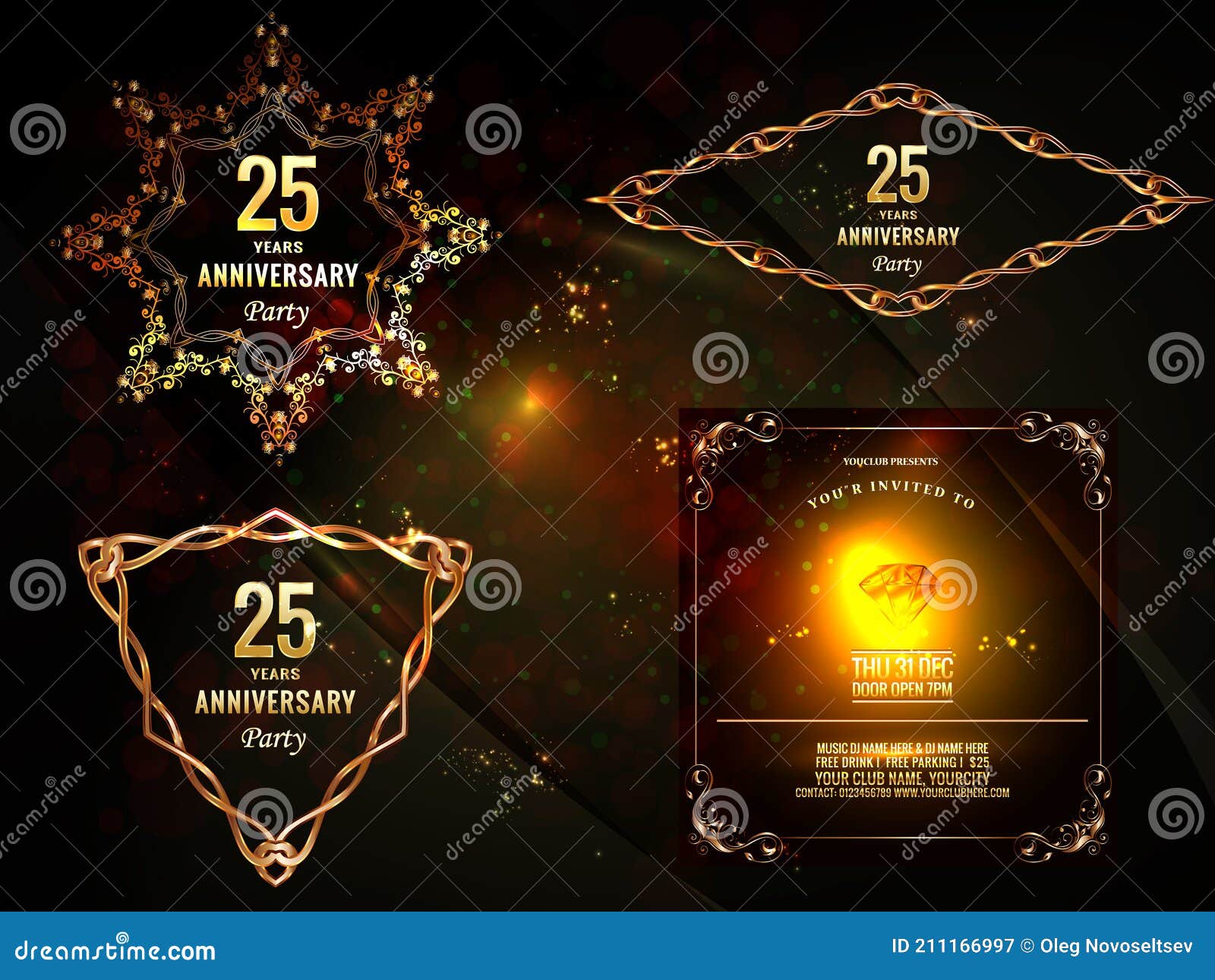 25e Anniversaire Logo Dore Pack Etoile Dans Un Style Geometrique Vingt Cinq Ans Celebration Logotype Ensemble Illustration De Vecteur Illustration Du Affaires Compagnie