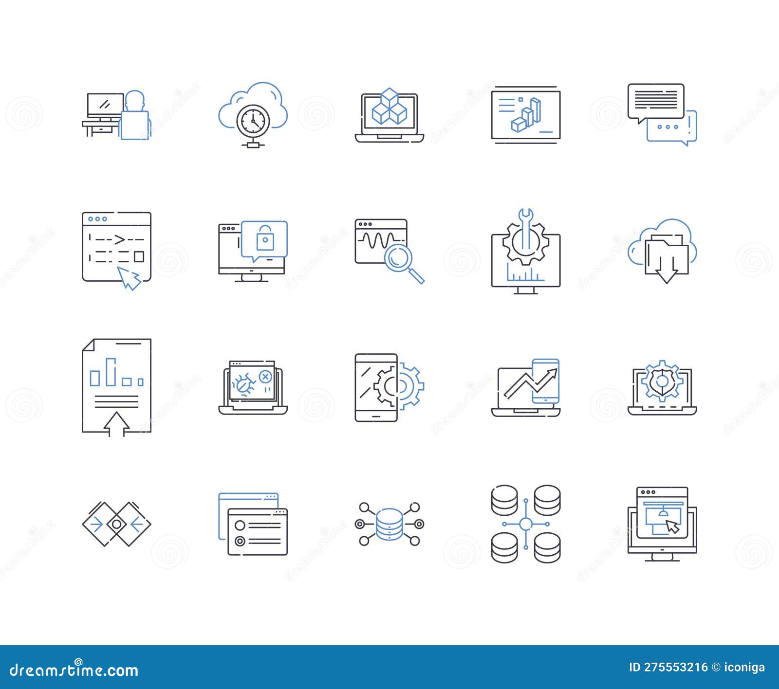 e-commerce business line icons collection. online, marketplace, retail, sales, shopping, amazon, shopify  and