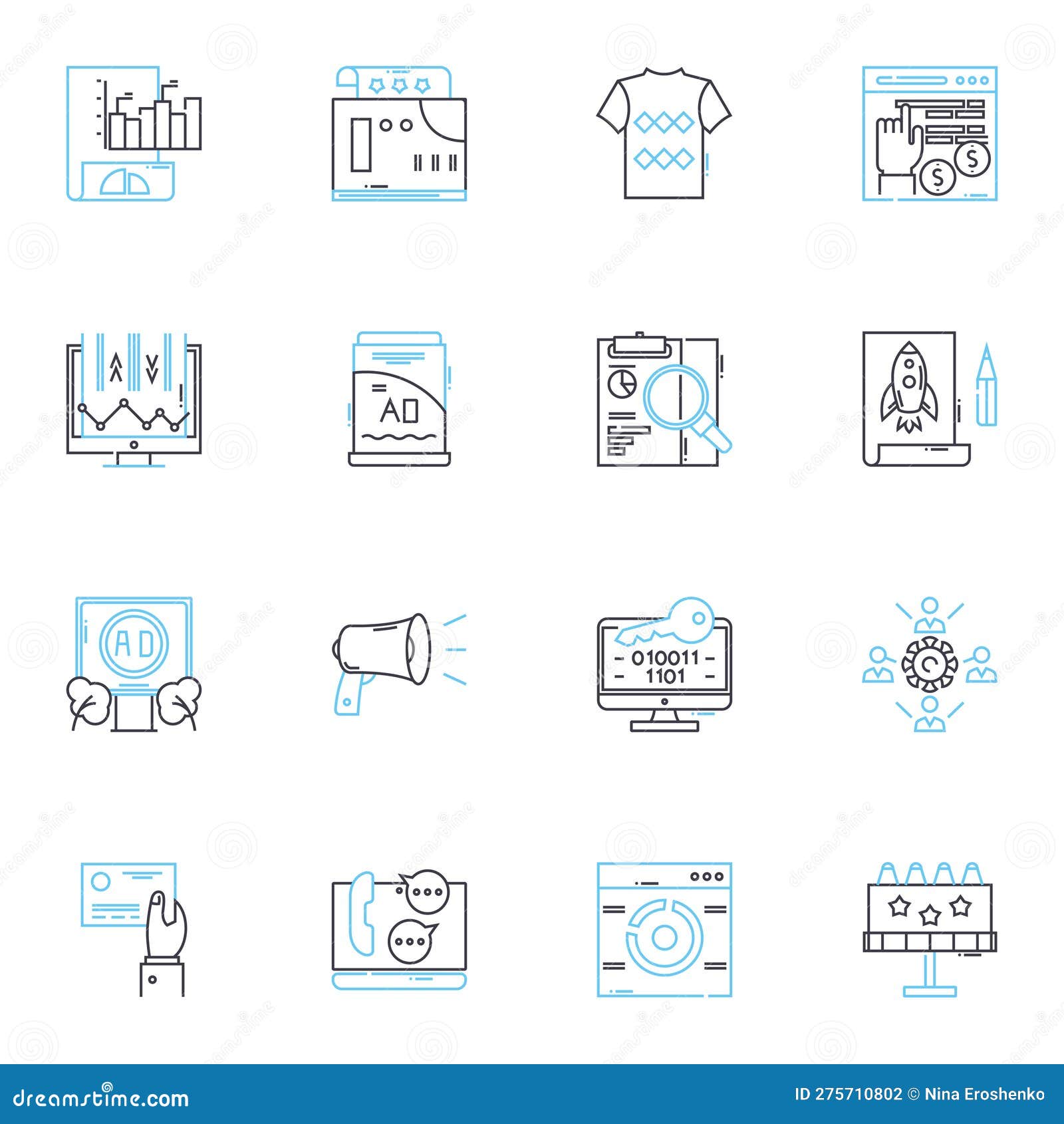 e-commerce business linear icons set. online, buying, selling, commerce, retail, marketplace, digital line  and