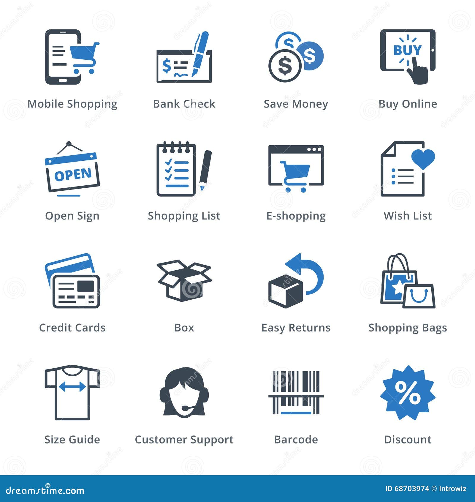 e-commerce icons set 3 - blue series