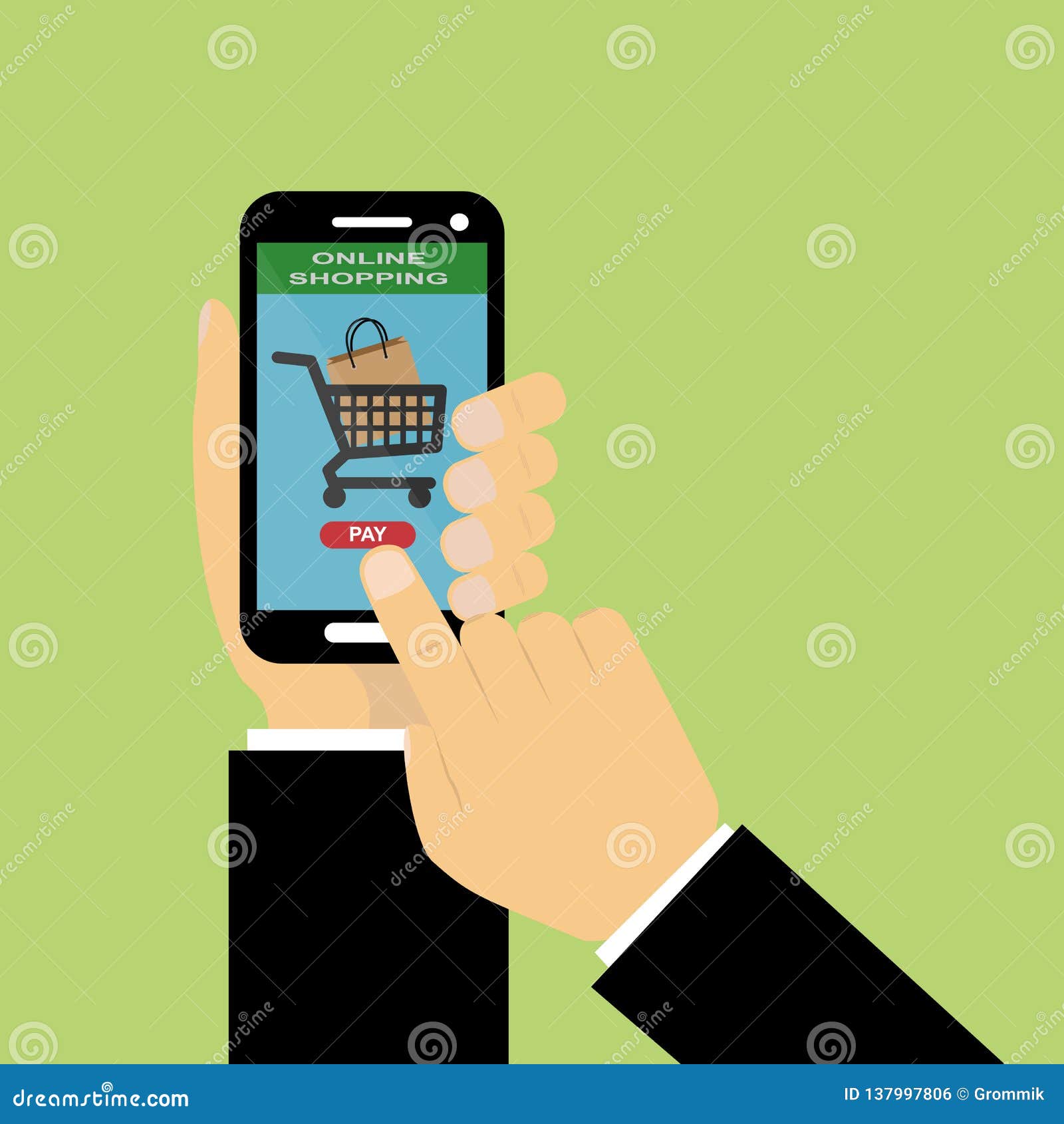 Online Purchase of Goods and Services Stock Vector